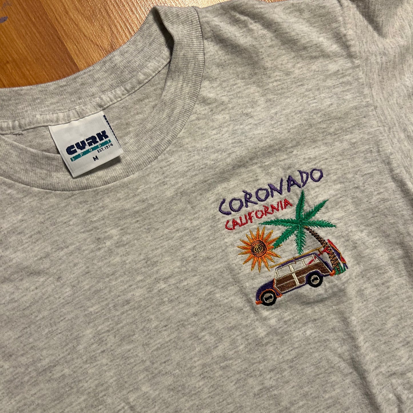 90’s Corona California Embroidered Grey Tshirt - Medium - 20" x 28.5"