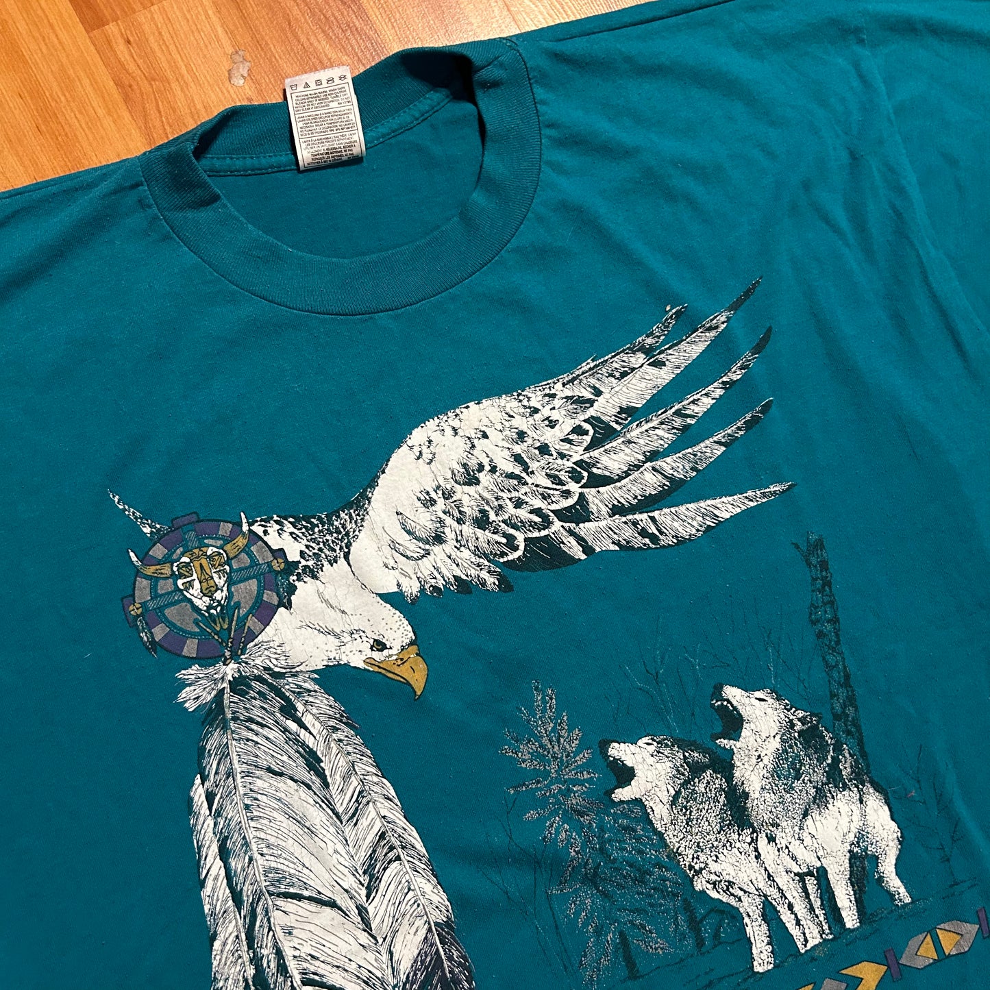 FOTL Best Arizona Bald Eagle Coyote Wolves Teal Green Tshirt - XLarge - 24" x 29"