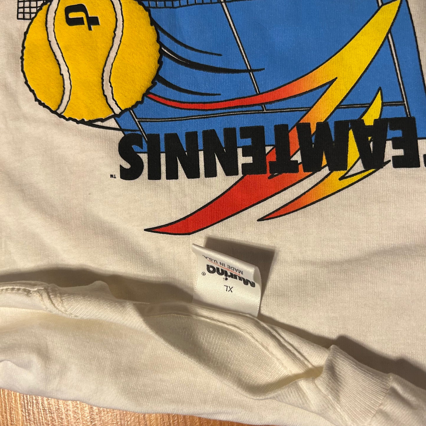 90’s Murina I Feel Great Team Tennis Ultra Slim Fast White Tshirt - Large - 23" x 32"