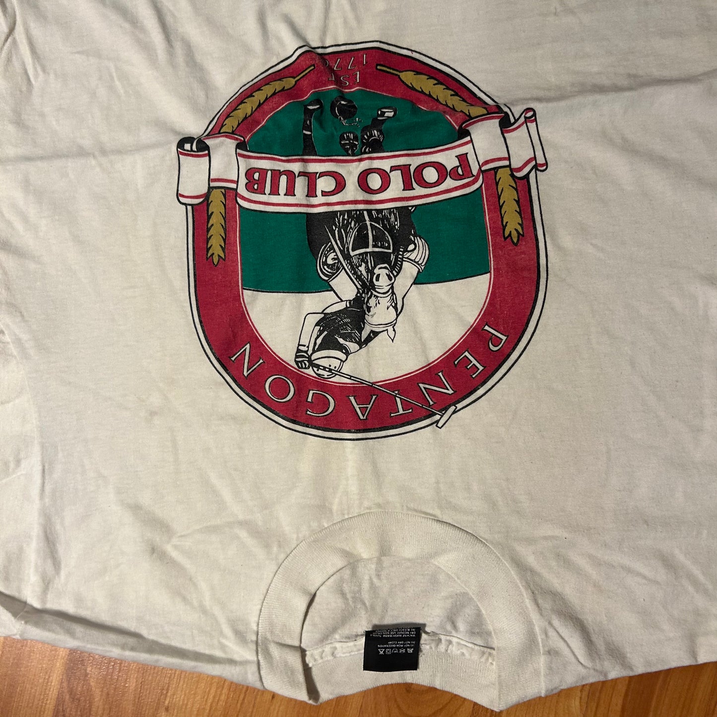 90's Pentagon Polo Club White Tshirt - Medium - 21" x 26"