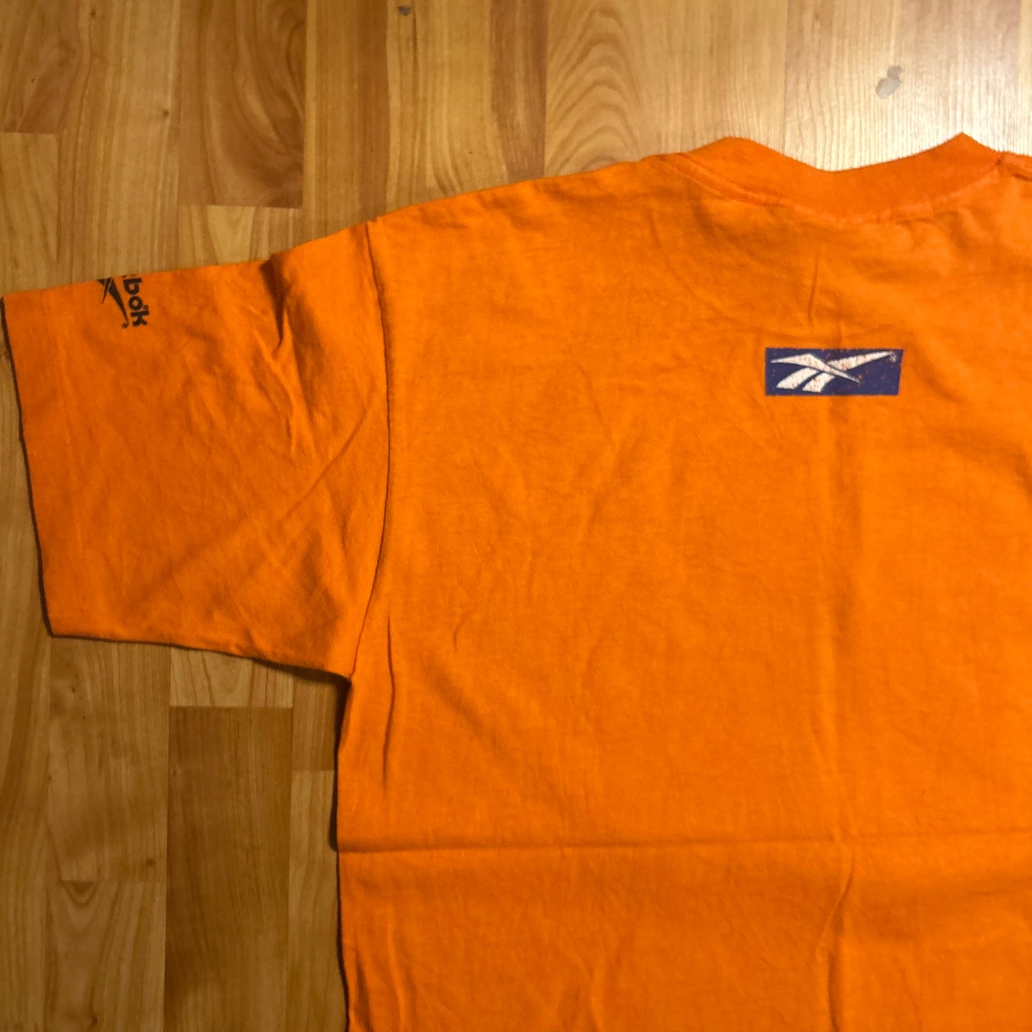 80/90's Reebok Life is Short Play Hard Orange Tshirt - Medium - 21" x 29"