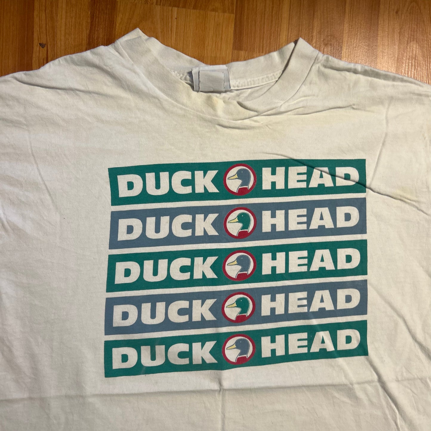 90's Duckhead Box Logo White Tshirt - Large - 22.5" x 29"