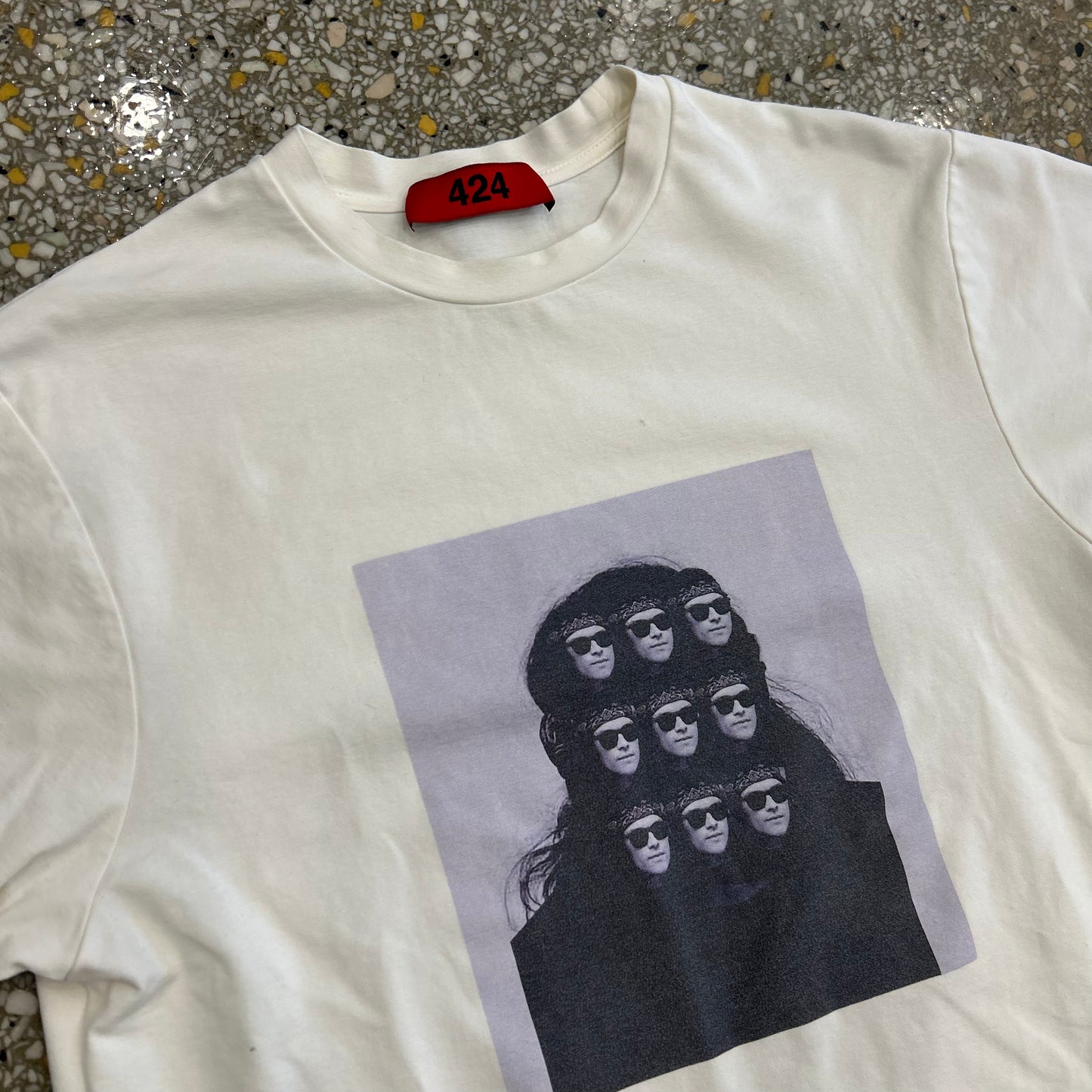 424 Face Portrait White Tshirt - Medium - 20.5" x 28"