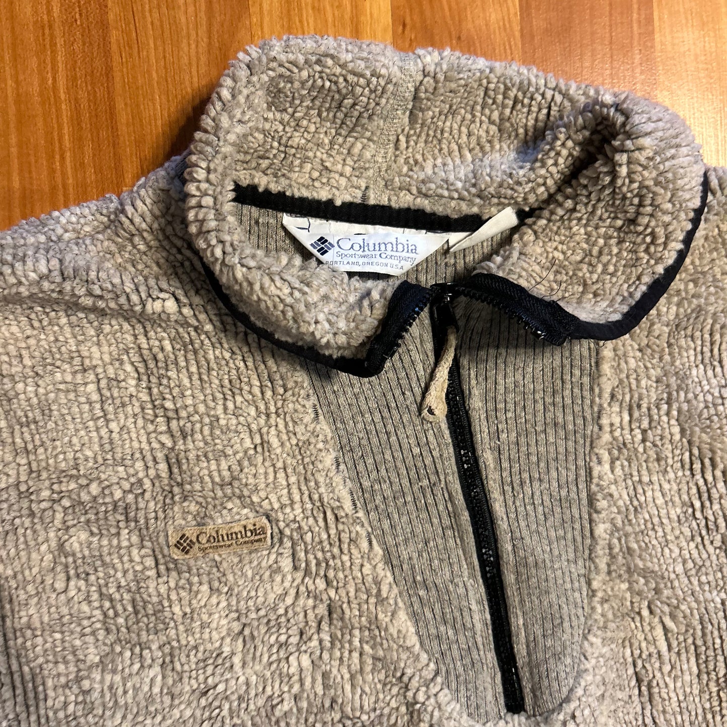 70/80's Columbia Grey Fleece Quarter Zip - Large - 23" x 28"