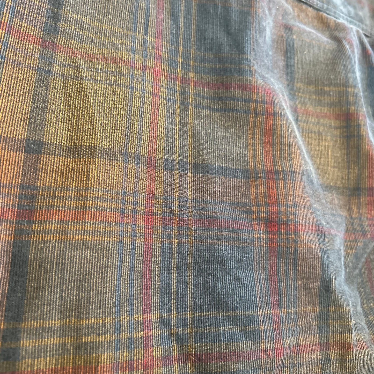 Prana Plaid Mini Corduroy Navy Blue Button Up Flannel Shirt - Large - 23" x 30"