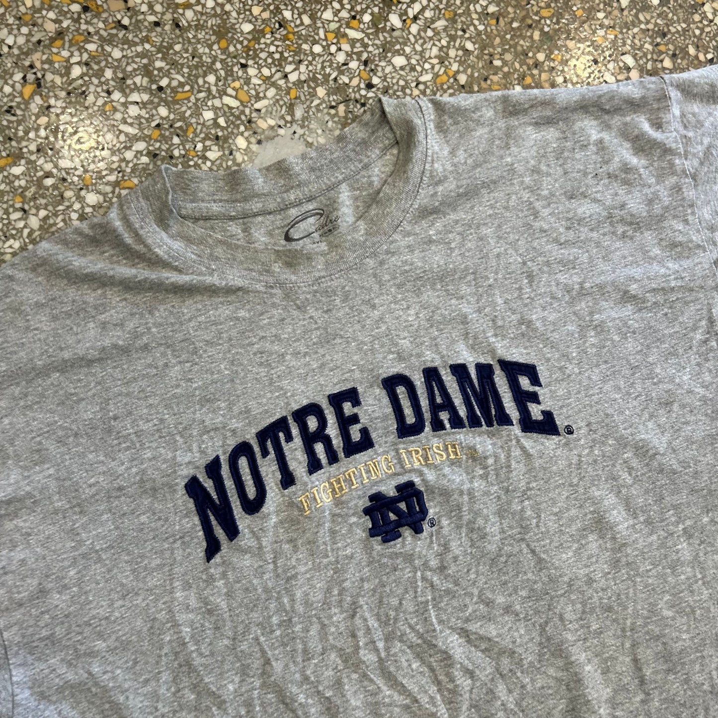 Notre Dame Fighting Irish Embroidered Grey Tshirt - XLarge - 25" x 31"