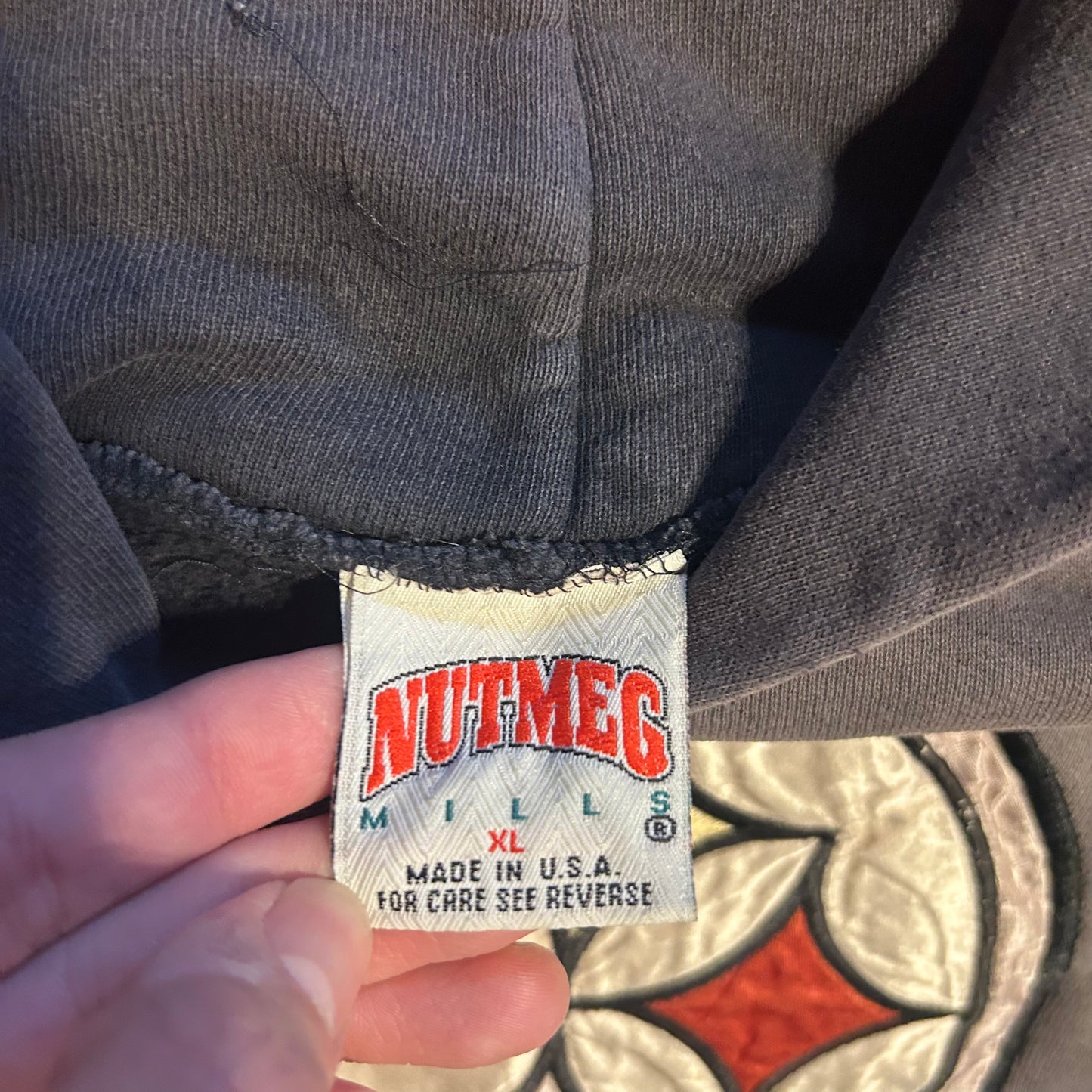 90's Nutmeg Pittsburgh Steelers NFL Faded Black Grey Hoodie Sweatshirt - XLarge - 24" x 27"