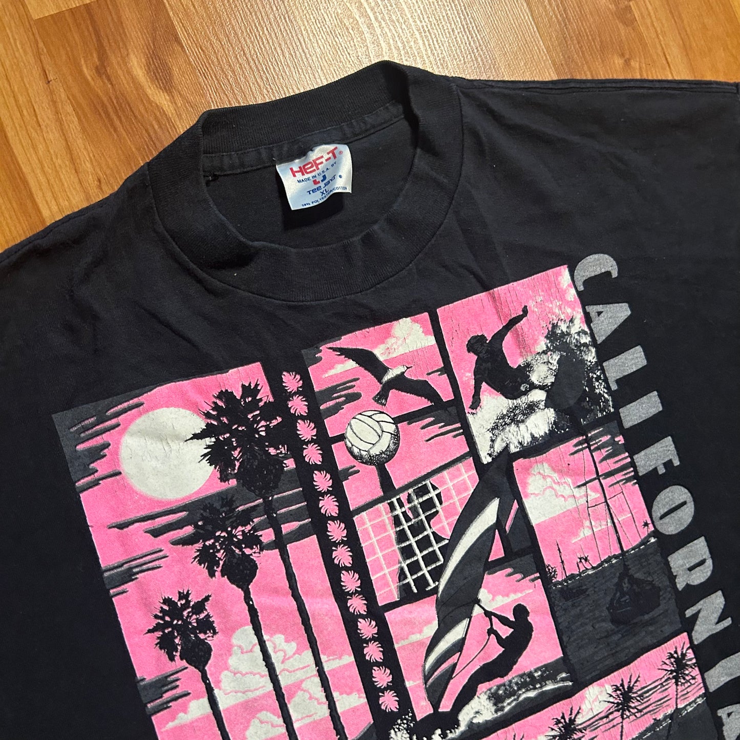 90’s Hef-T California Pink Black Tshirt - Large - 22" x 27.5"