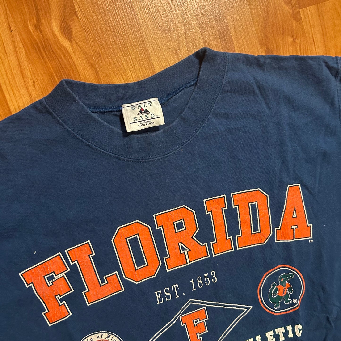 90's Galt Sand University Florida Gators College Navy Blue Tshirt - Medium - 21" x 30"