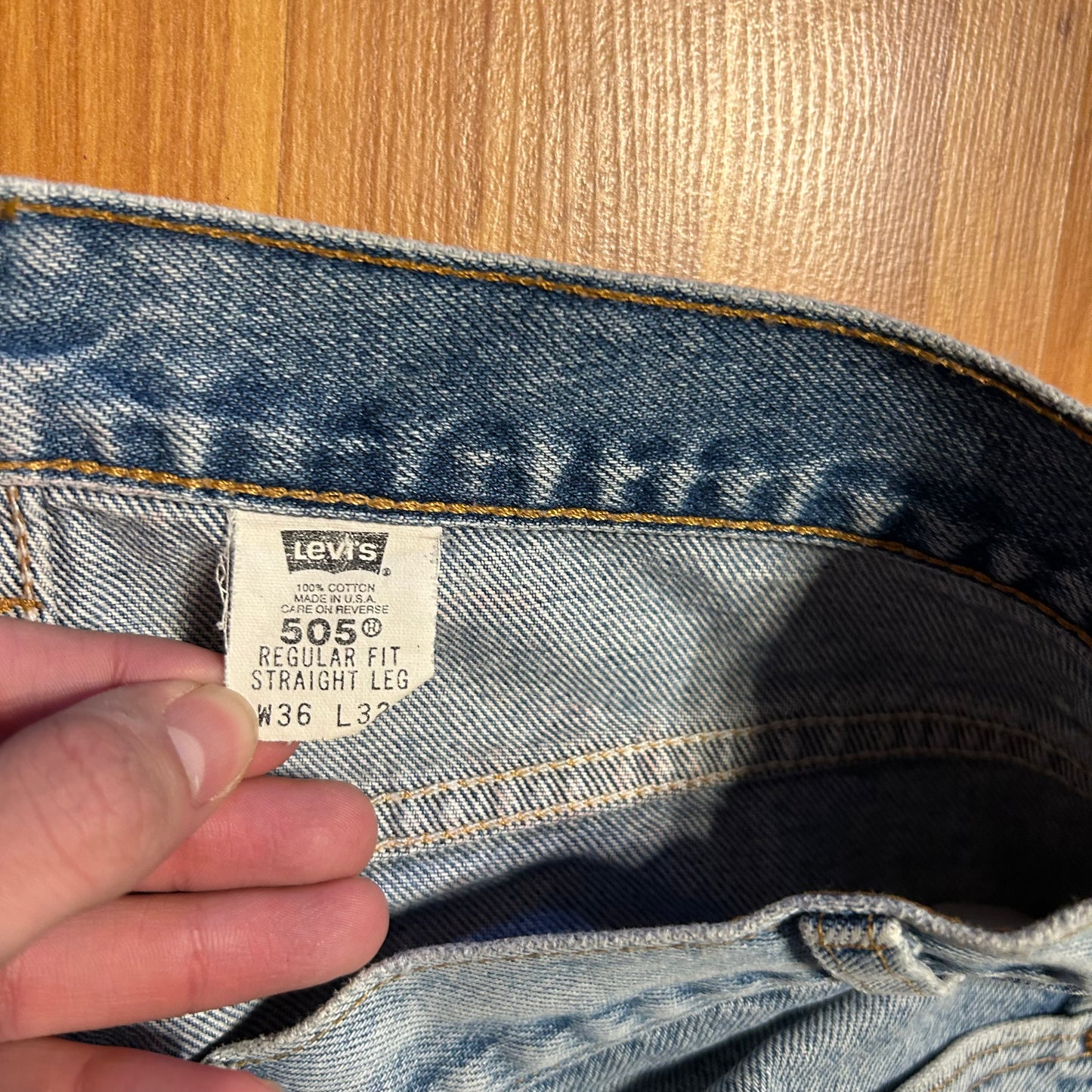 90's Levis 505 Faded Light Wash Denim Blue Jeans - 35" x 30.5"