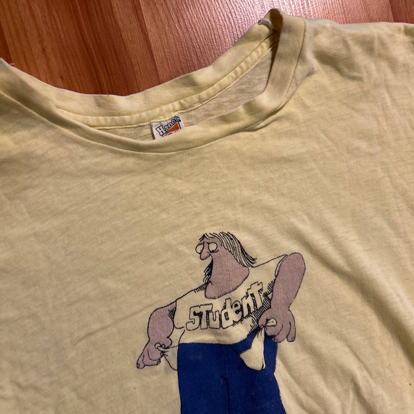 70’s Hanes Broke Student Yellow Tshirt - Small - 19" x 26"