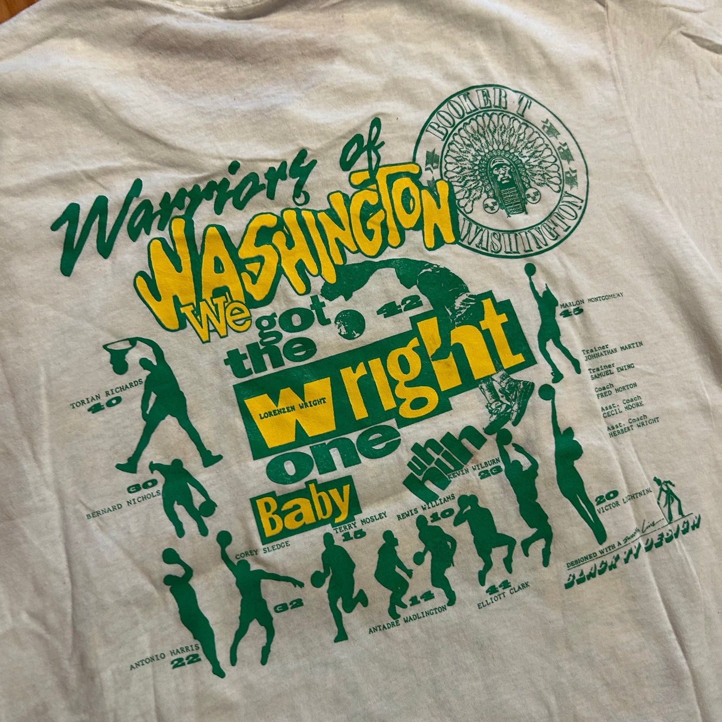80’s Screen Stars Lorenzen Wright Booker T Washington Tennessee Regional Champs White Tshirt - Medium - 21" x 26"