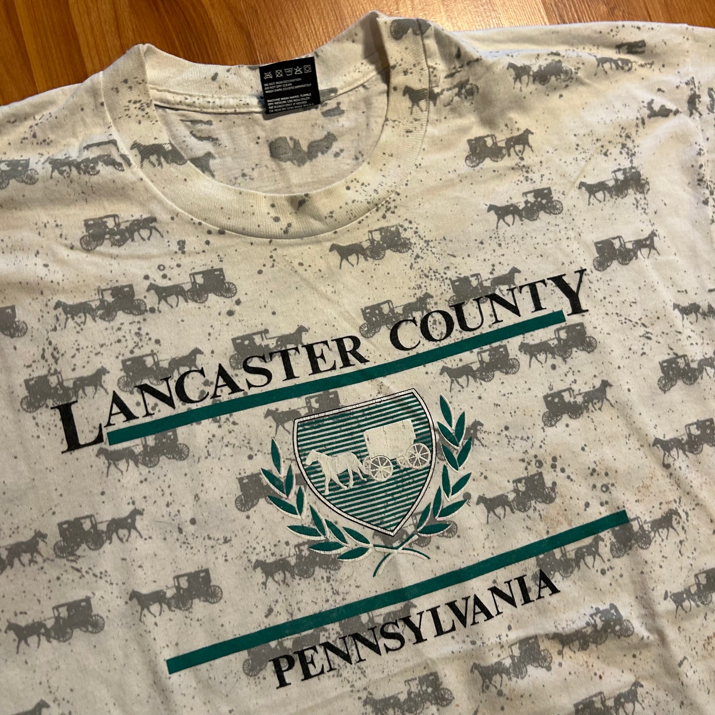90’s FOTL Best Lancaster County Pennsylvania White Horse Buggy AOP Tshirt - Large - 23.5" x 29"