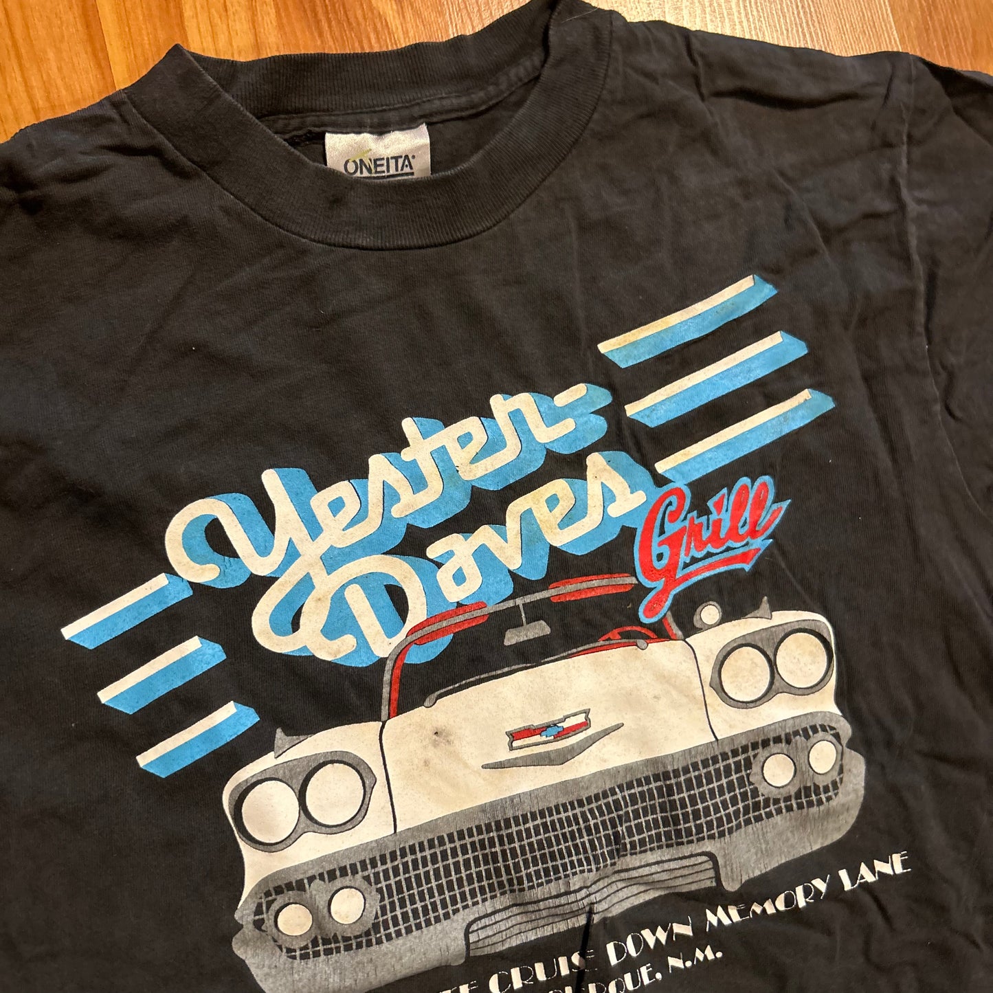 90’s Oneita Yester Daves Cruise Down Memory Lane Black Car Tshirt - Small - 18.5" x 26"