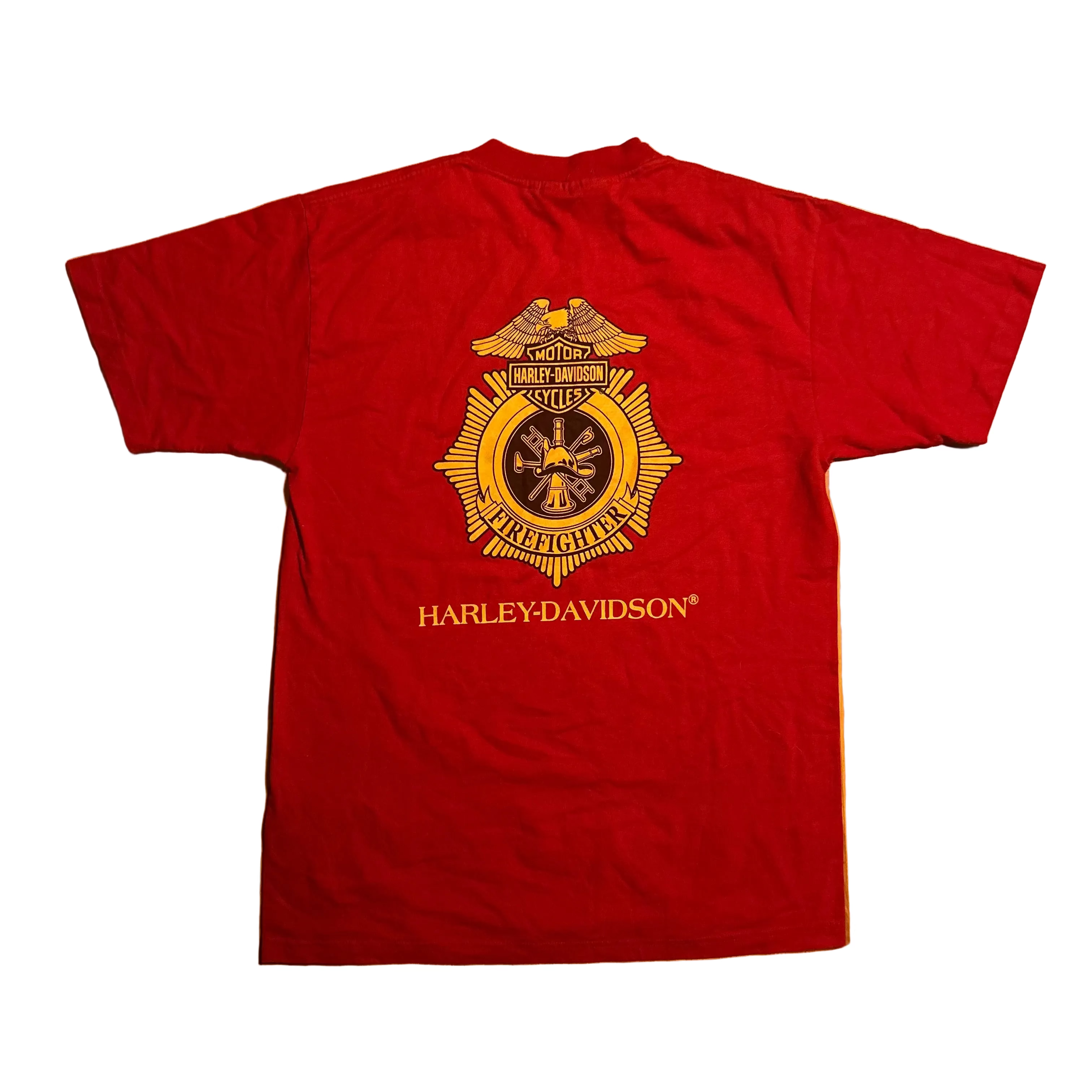 Harley Davidson Motorcycles Red Firefighters Tshirt - Medium
