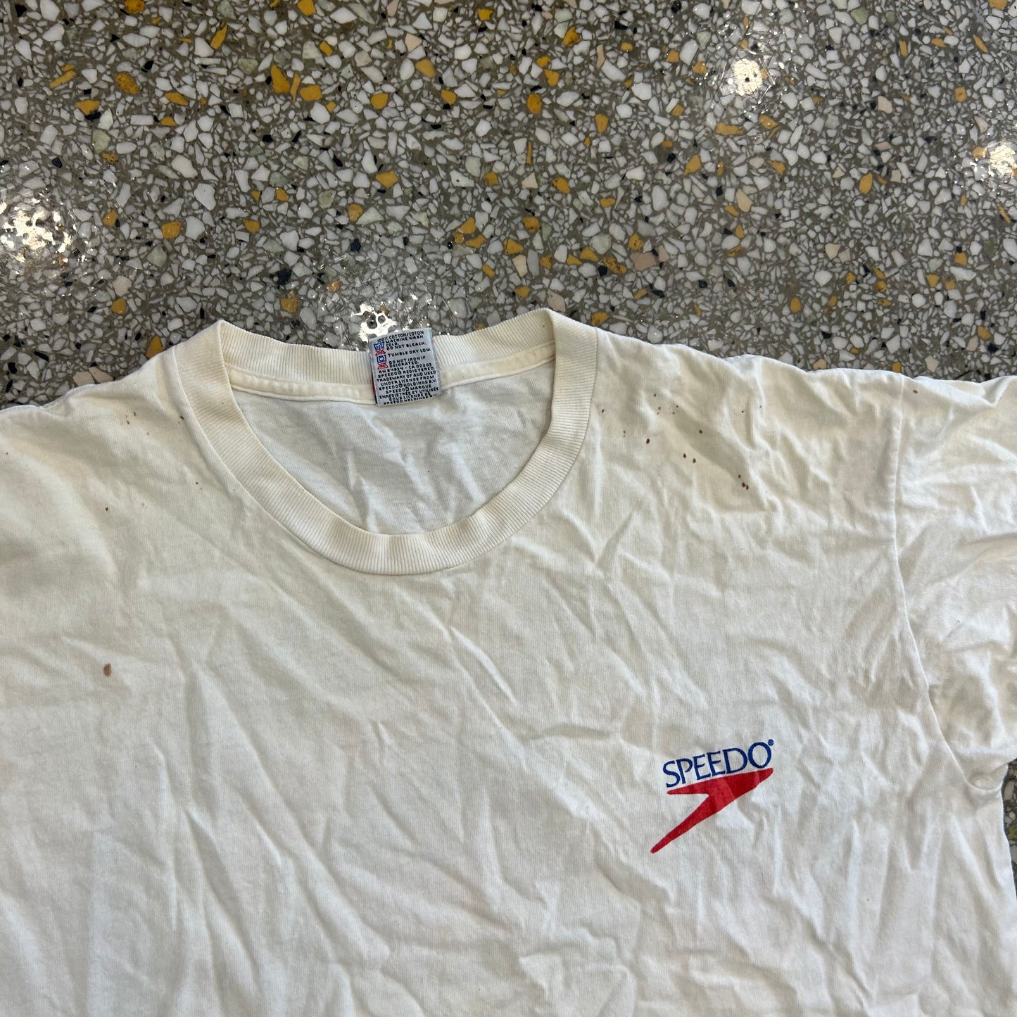 90’s Speedo No Pain No Peaches White Tshirt - Large - 22" x 27"