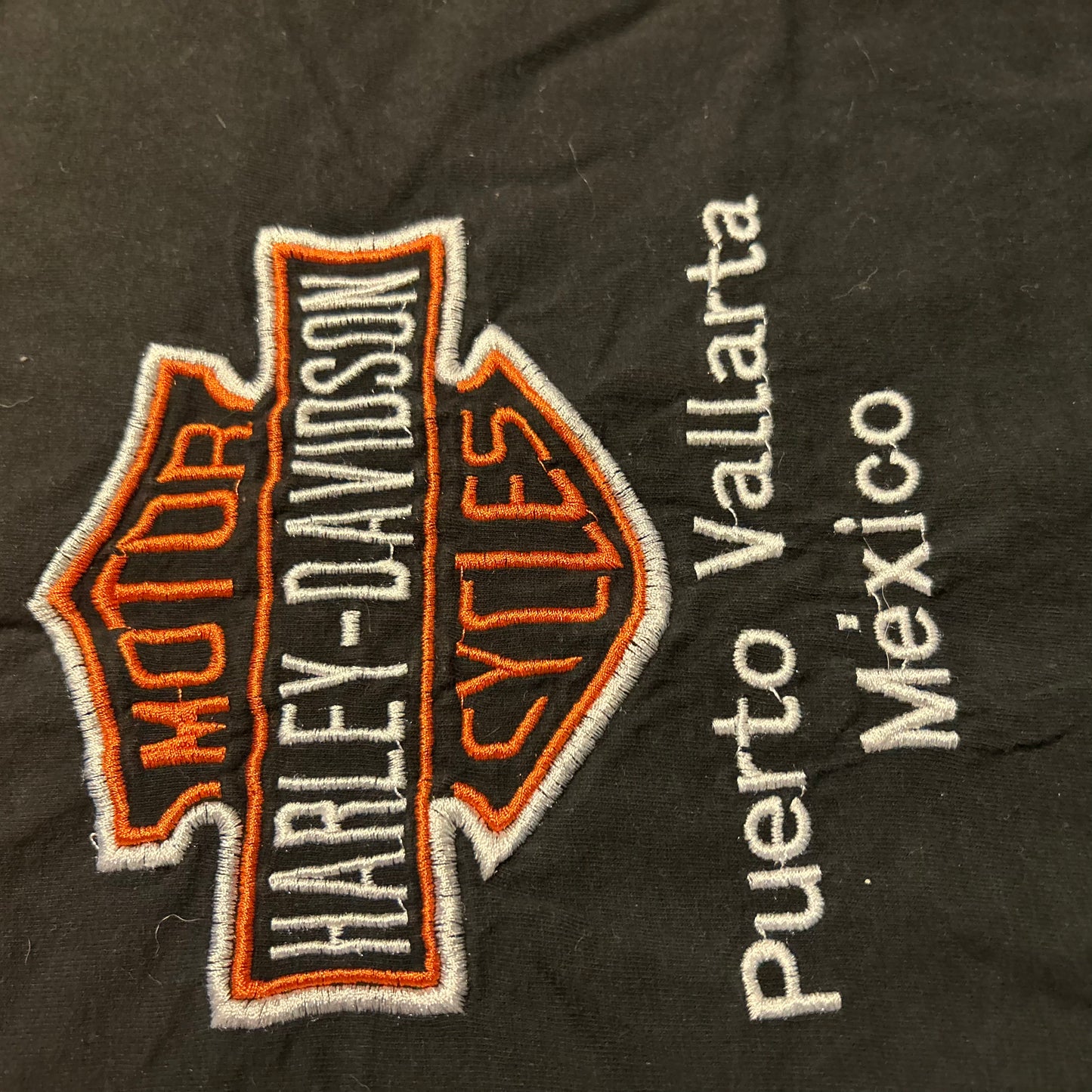 Yazbek Harley Davidson Motorcycles Black Embroidered Mexico Tshirt - Large - 22" x 28.5"