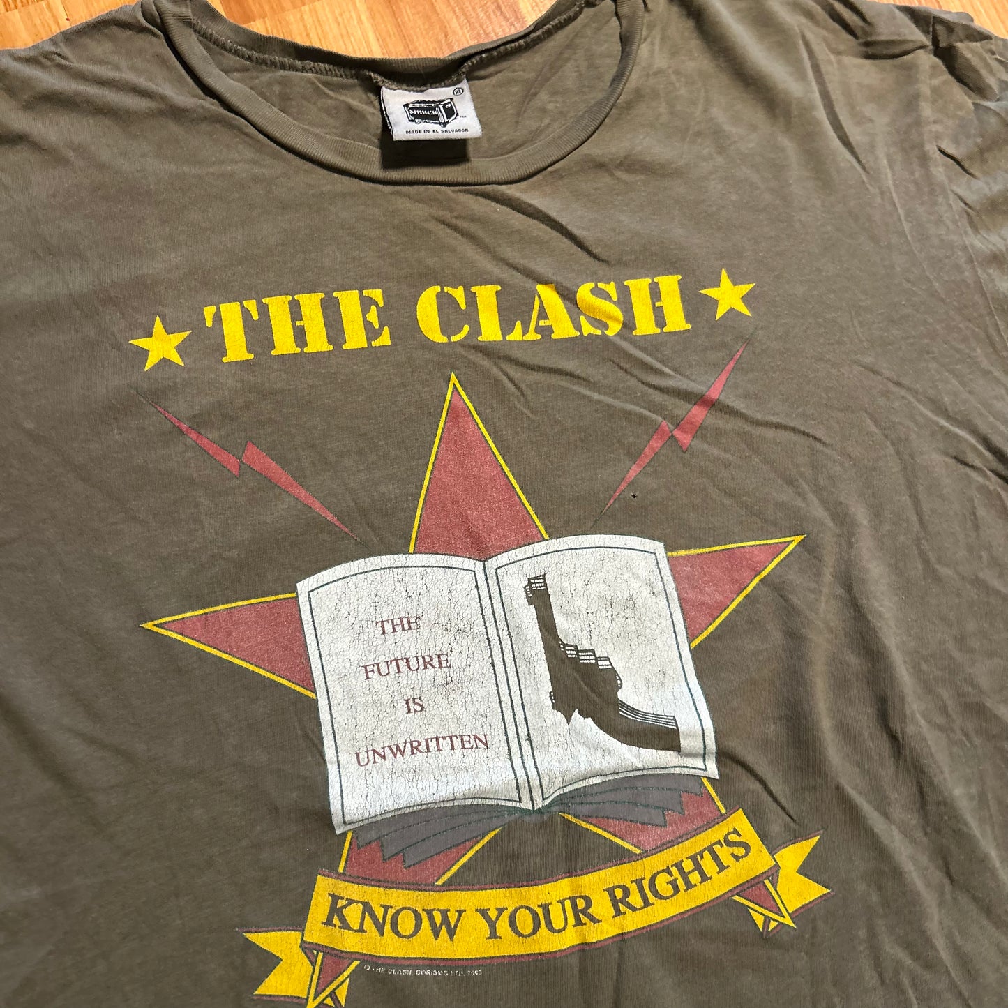 00’s The Clash Know Your Worth 1982 Combat Rock Green Band Music Tshirt - XLarge - 24" x 27"