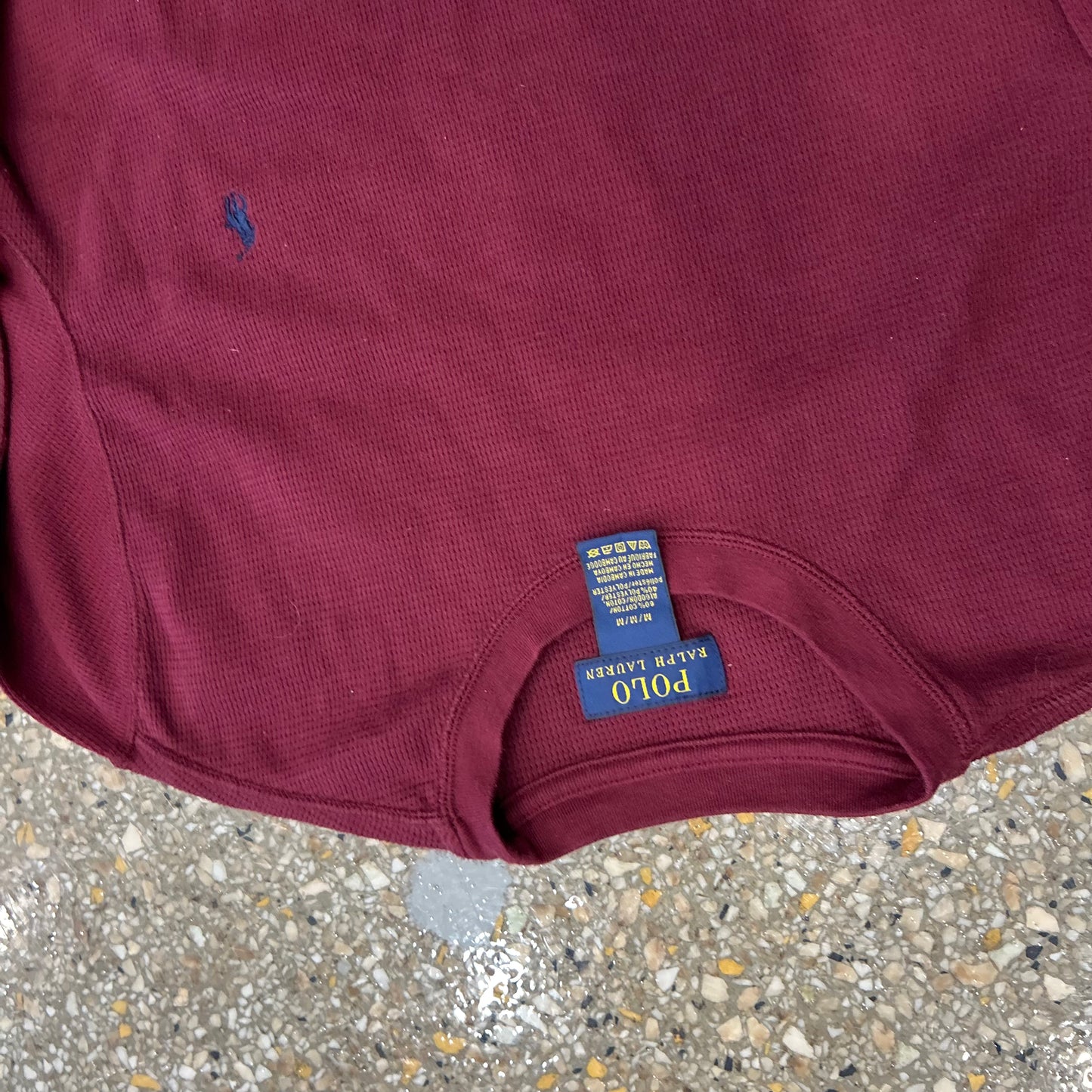 Polo Ralph Lauren Maroon Red Thermal Longsleeve Shirt - Small - 18.5" x 27"