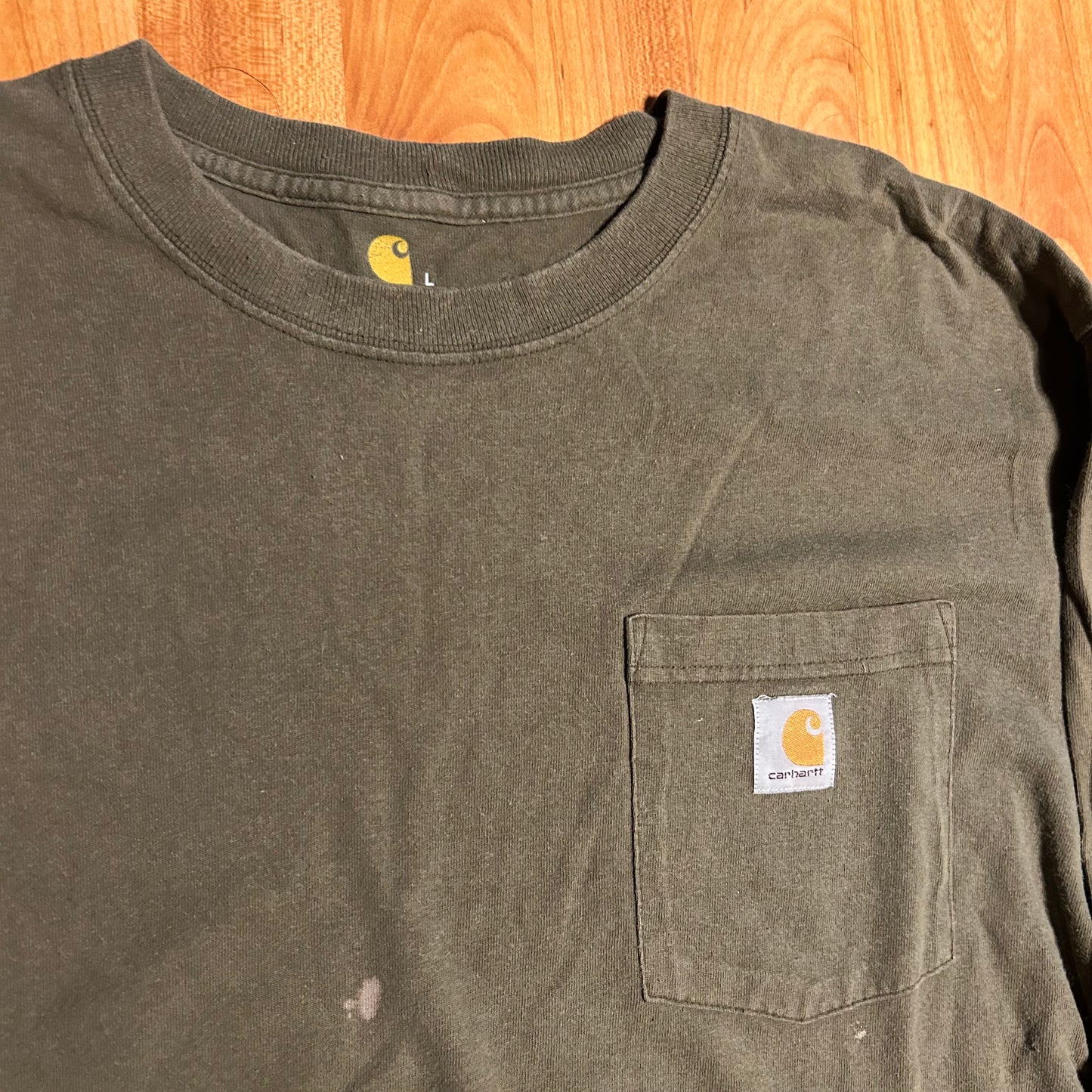 Carphartt Green Brown Carhartt Longsleeve Pocket Shirt - XLarge - 24" x 31"