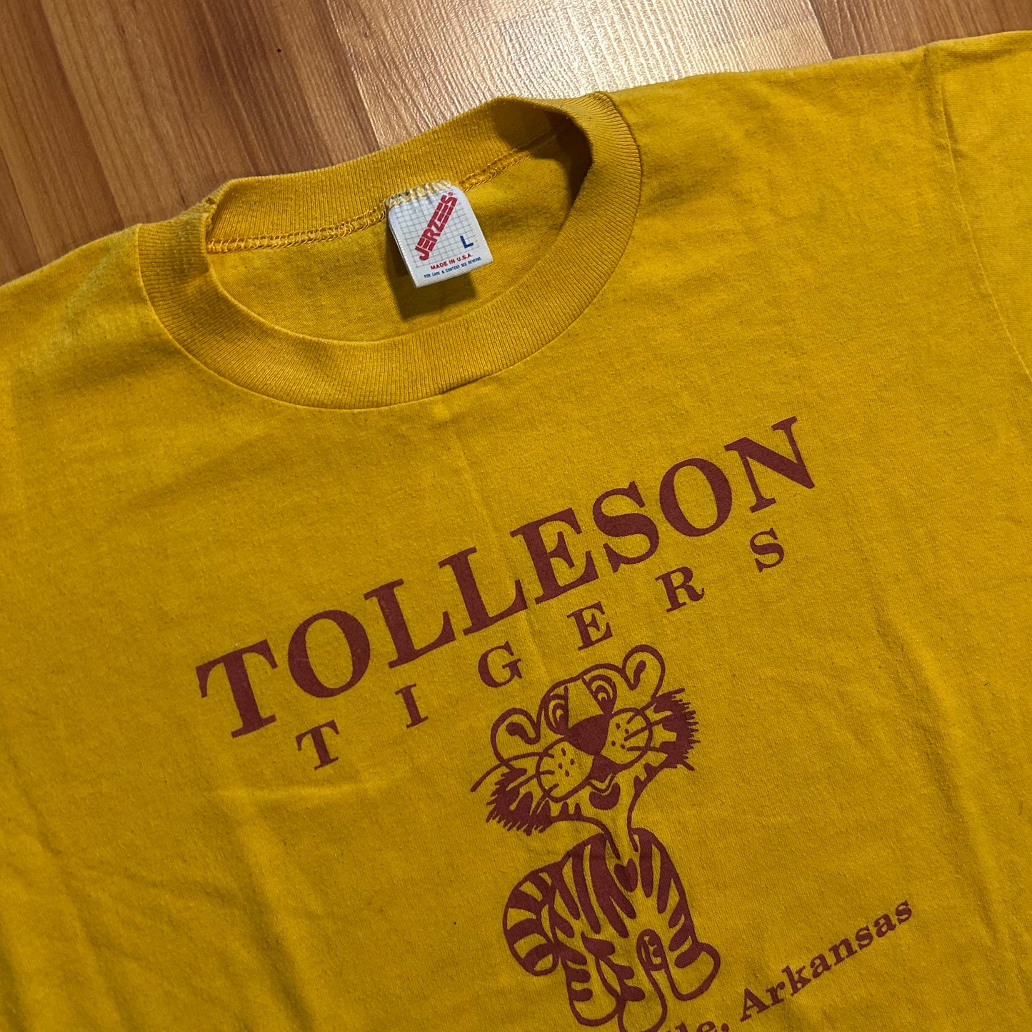 90's Jerzees Tolleson Tigers Arkansas Yellow Tshirt - Medium - 20.5" x 26"
