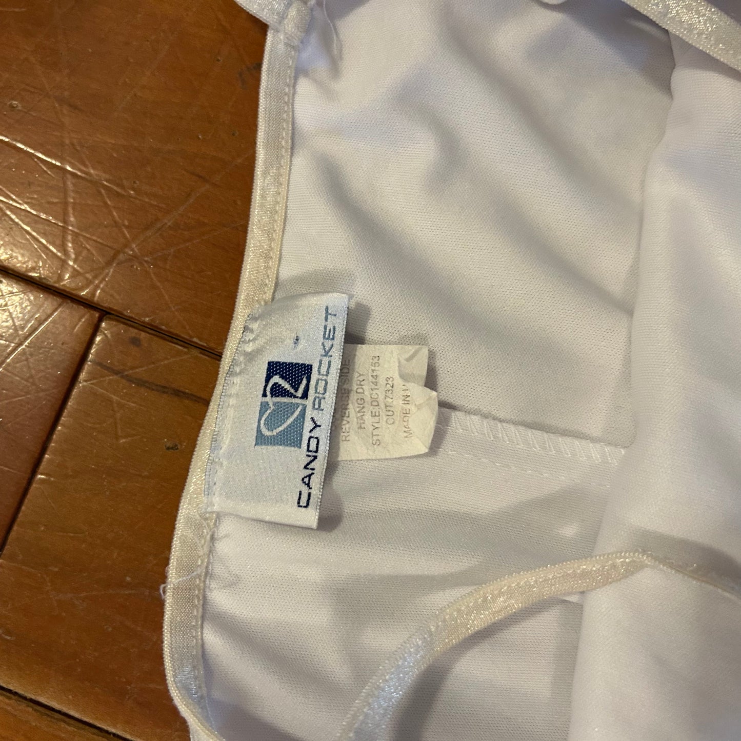 90's Candy Rocket White Sparkly Dress - Tagged Large - 13.5" x 28.5"