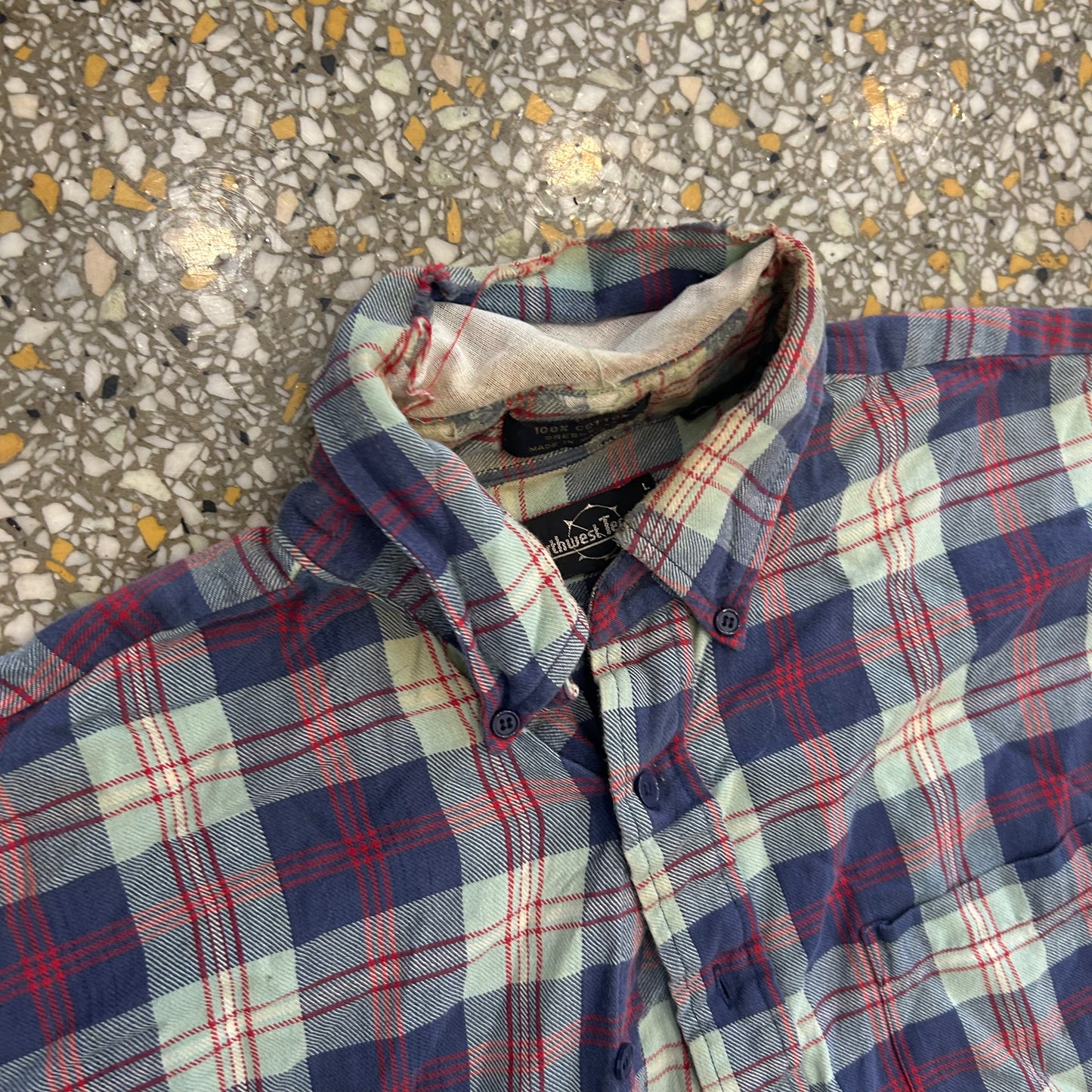 Northwest Territory Navy Red Cotton Flannel - Large - 23" x 28"