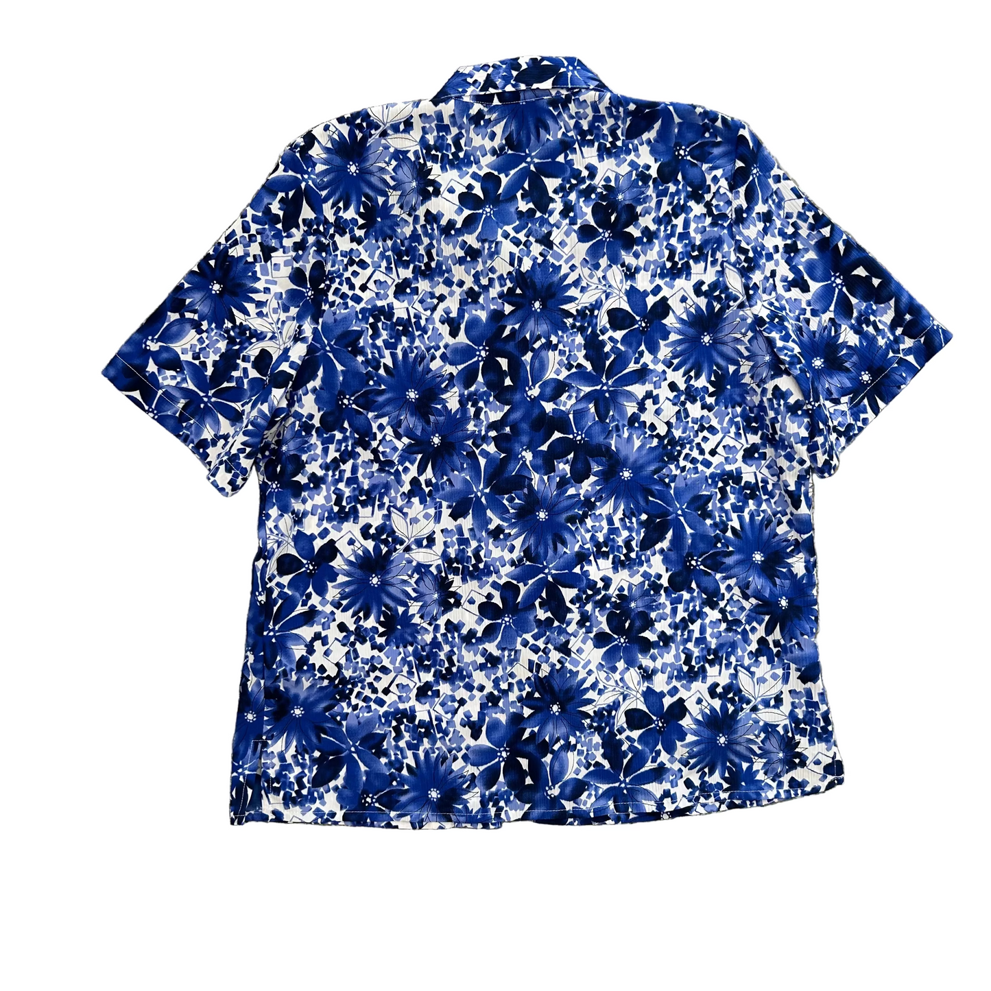 Alia Blue Floral Hawaiian Button Up Shirt - Medium - 21.5" x 27"