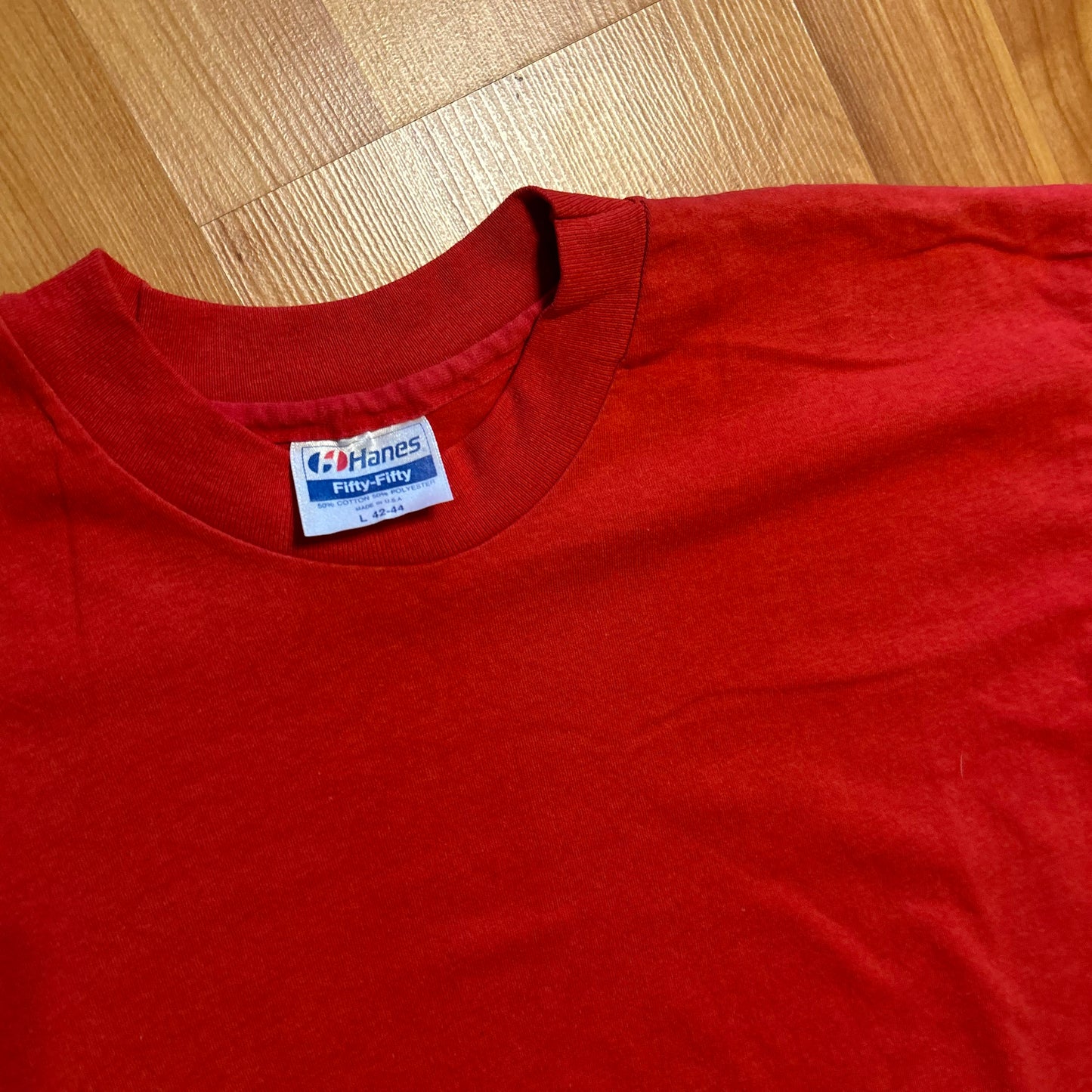 80/90's Hanes Fifty Fifty Red Blank Tshirt - Medium - 20.5" x 28.5"