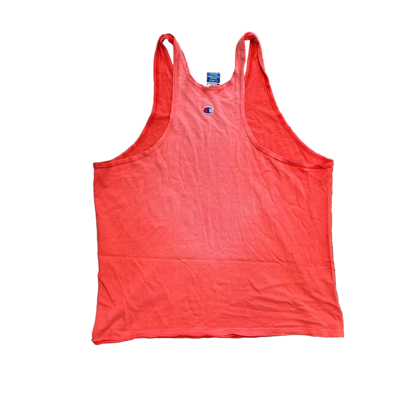 90's Champion Orange Faded Tanktop Shirt - Large - 22.5" x 28"