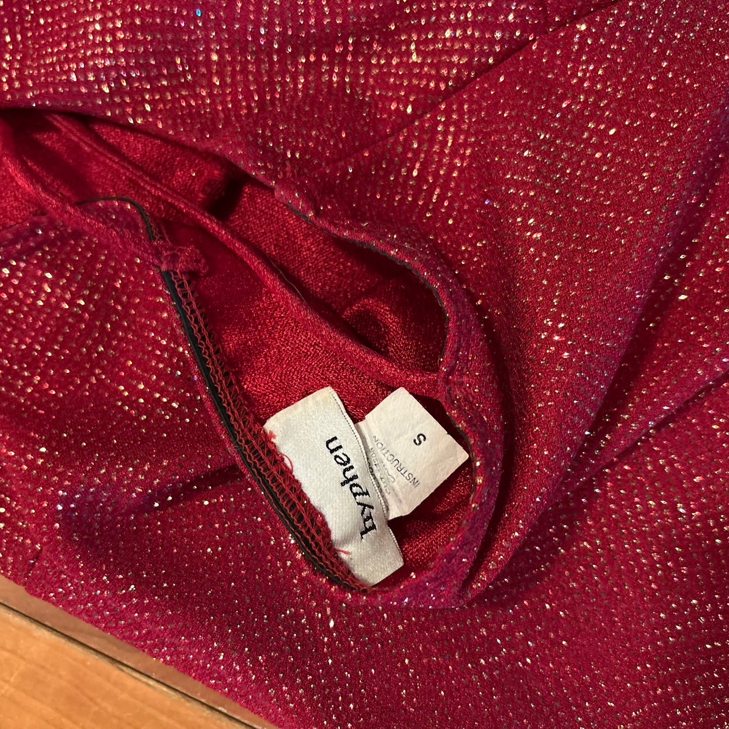 90's Hyphen Red Sparkly Dress - Tagged Small - 13.5" x 50"