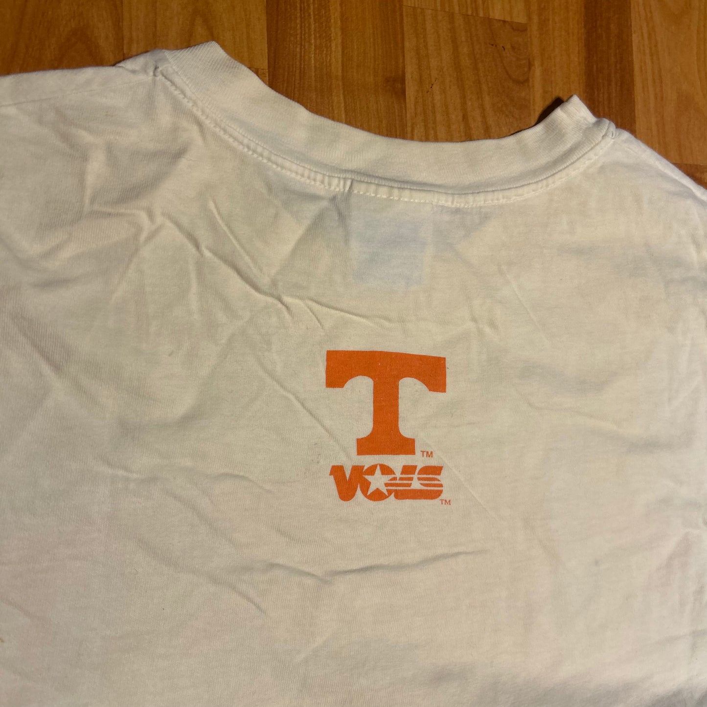 Hanes Beefy Tennessee Volunteers Vols White Orange Longsleeve Cotton College Shirt - XLarge - 26” x 29”
