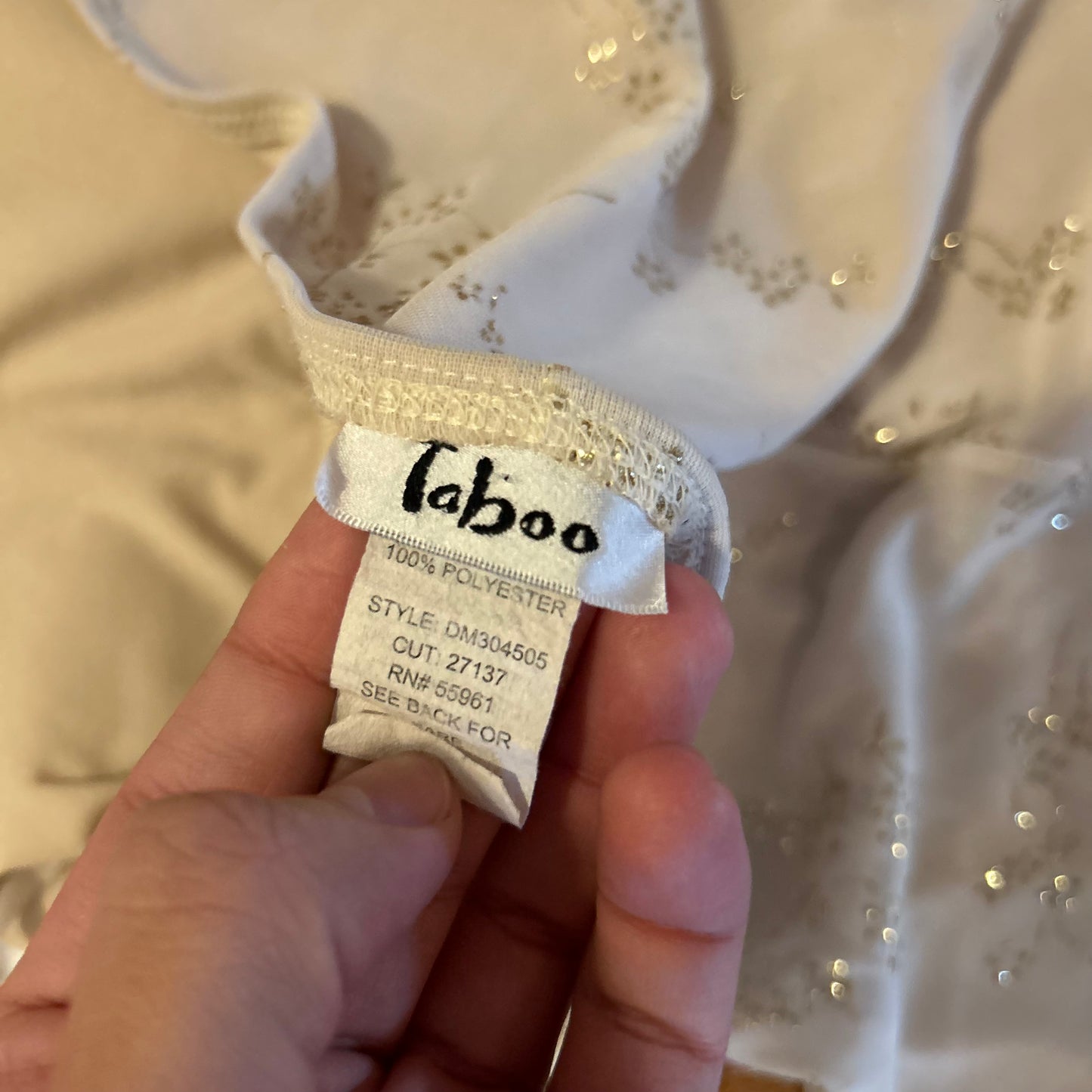 90's Taboo White Sparkly Dress - Tagged Medium - 15" x 42"
