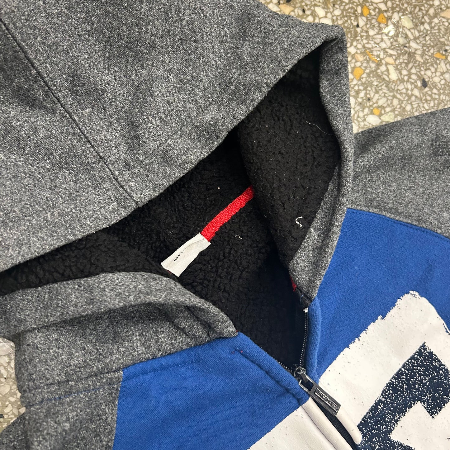 DC Blue Grey Fleece Lined Zip Up Hoodie Sweatshirt - XLarge - 24" x 29"