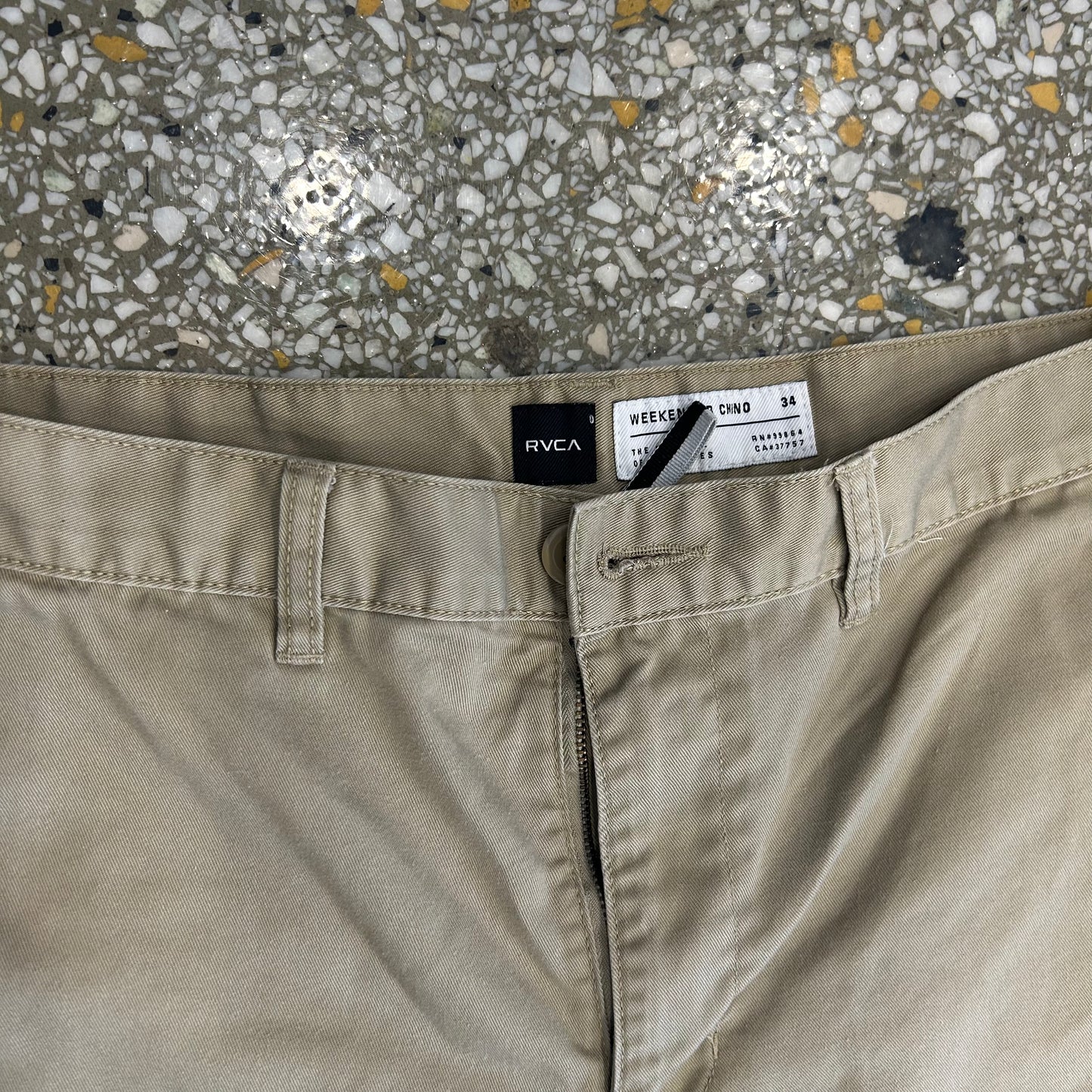 RVCA Weekender Chinos Khaki Shorts - 36" x 9.5"