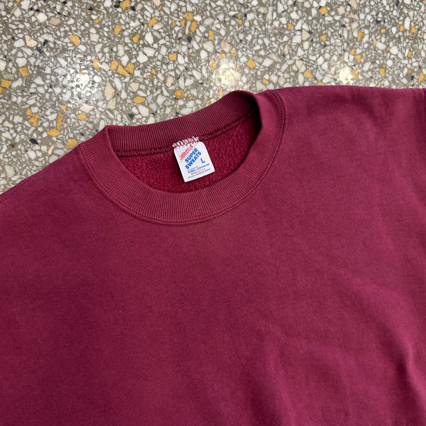Jerzees Super Sweats Maroon Blank Crewneck Sweatshirt - Large - 22" x 25"