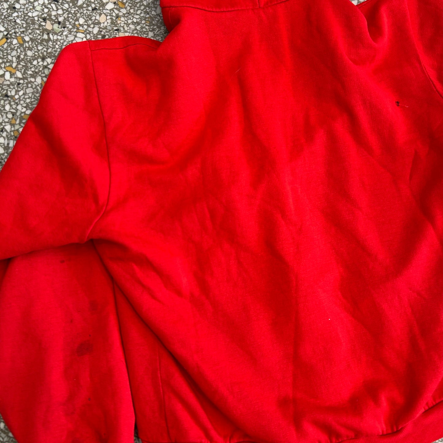 90’s Muleskins Red Thermal Zip Up Hoodie Sweatshirt - Large - 22" x 25"
