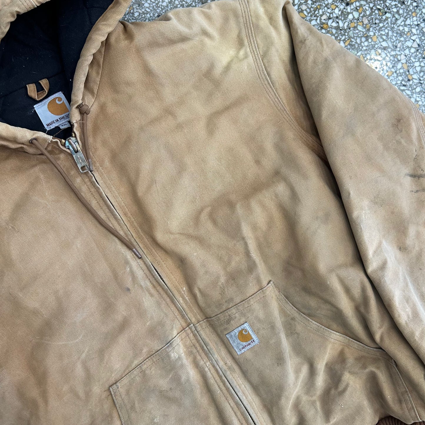 90’s Carhartt Carphartt Brown Hooded Zip Up Jacket Coat - XLarge - 29" x 29"