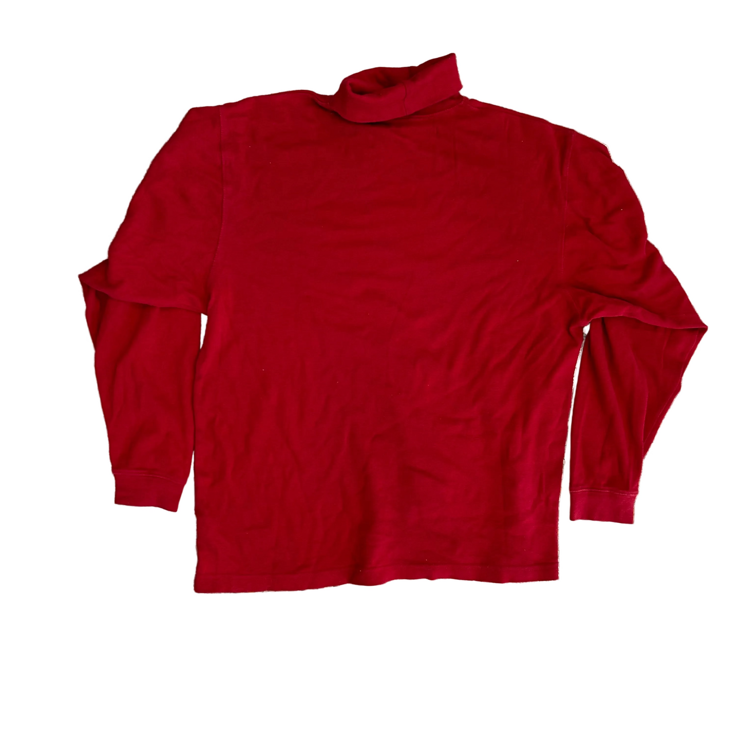 Puritan Red Mock Neck Cotton Long Sleeve Shirt - Large - 22" x 27"