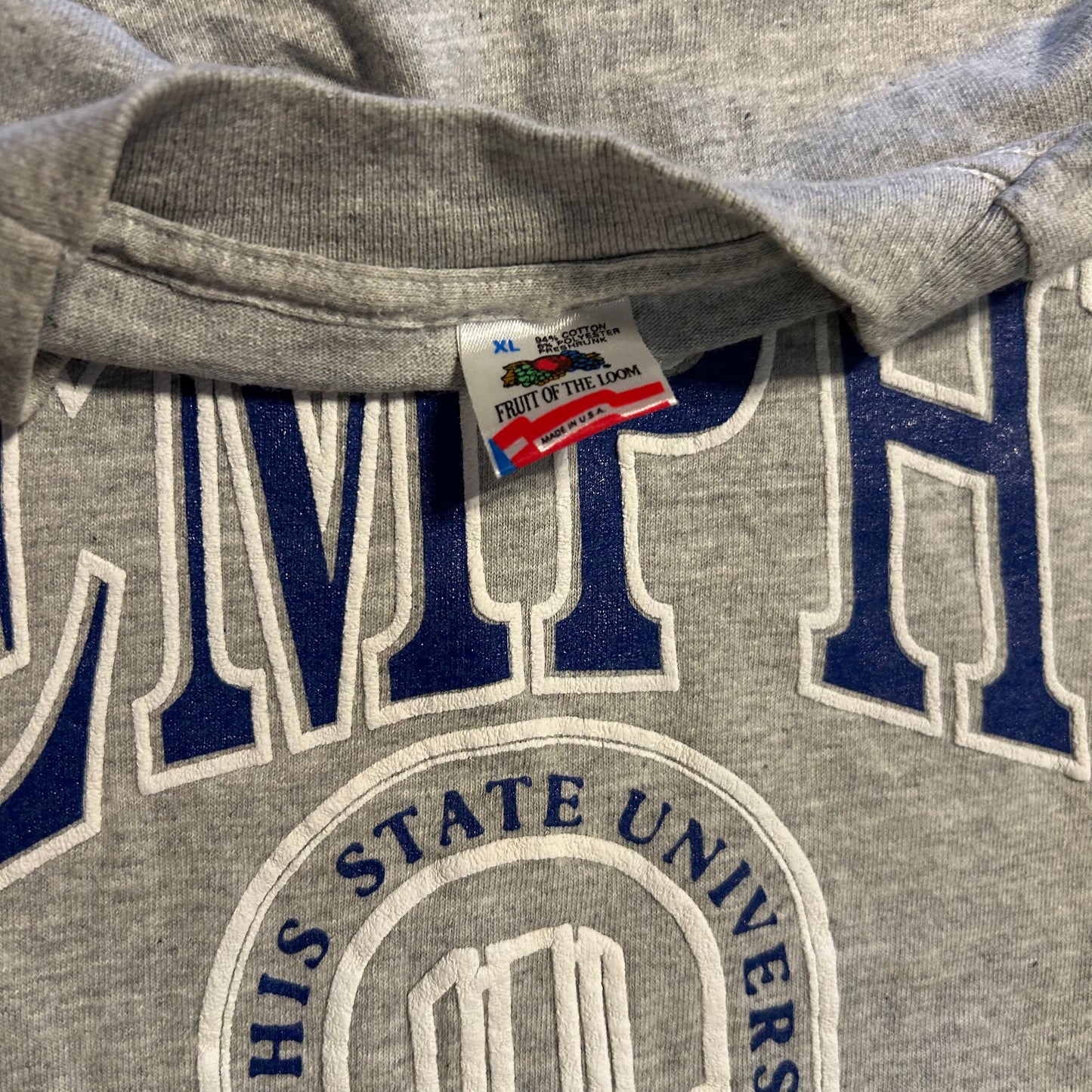 90's FOTL Memphis State Grey Tshirt - Large - 23" x 30"