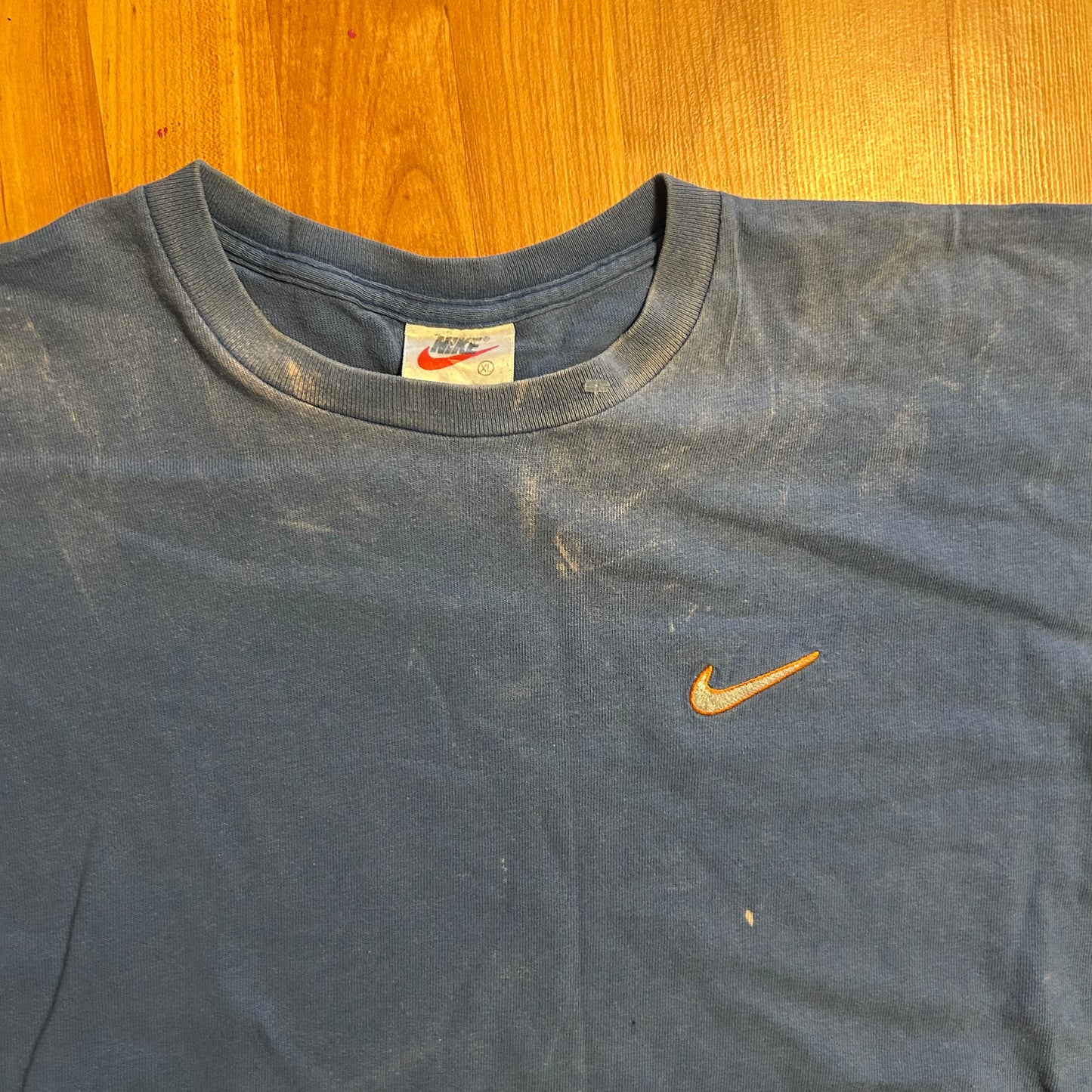 90's Nike Mini Swoosh Blue Tshirt - XLarge - 26" x 28.5"
