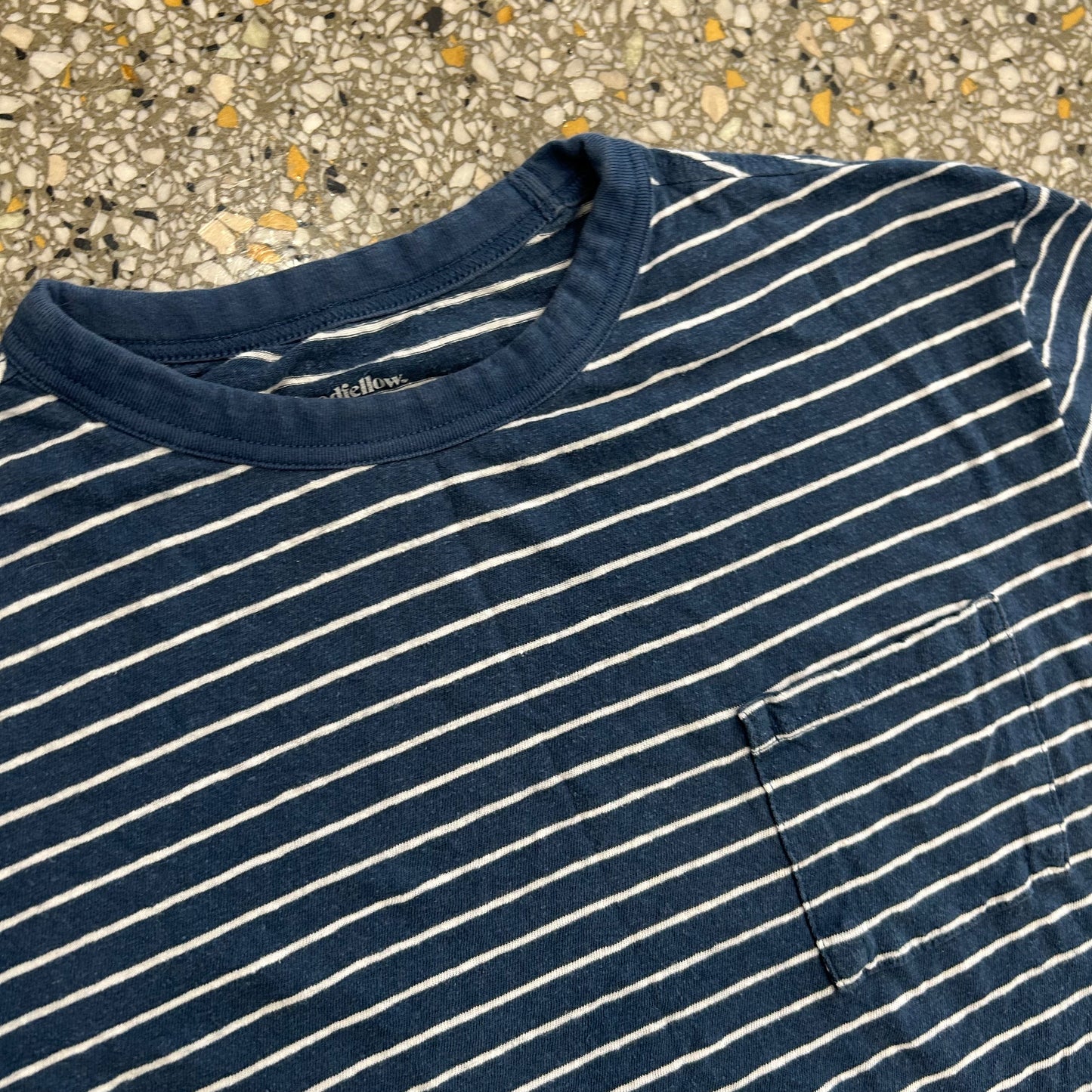 Goodfellow Blue Striped Hemp Cotton Tshirt - Medium - 20" x 24"