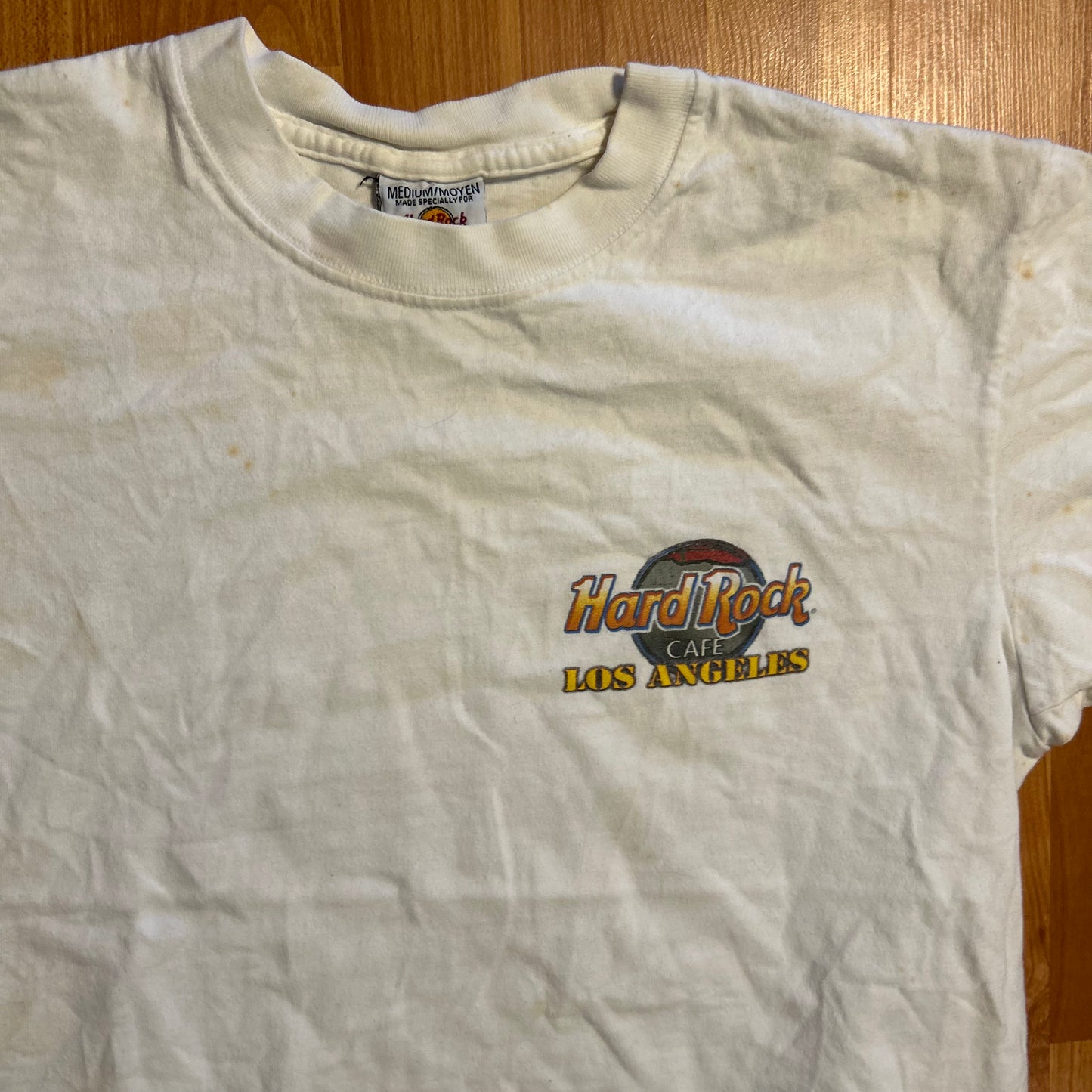 90's Hard Rock Cafe Heavy Tee Los Angeles White Tshirt - Small - 19" x 24"