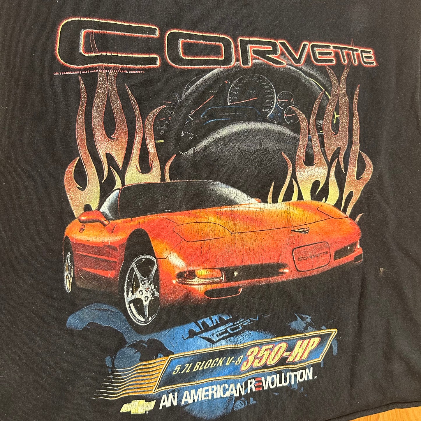 Corvette 5.7L Block V8 Chevy Cars Black Cutoff Tank Top Shirt - Small - 19" x 20"