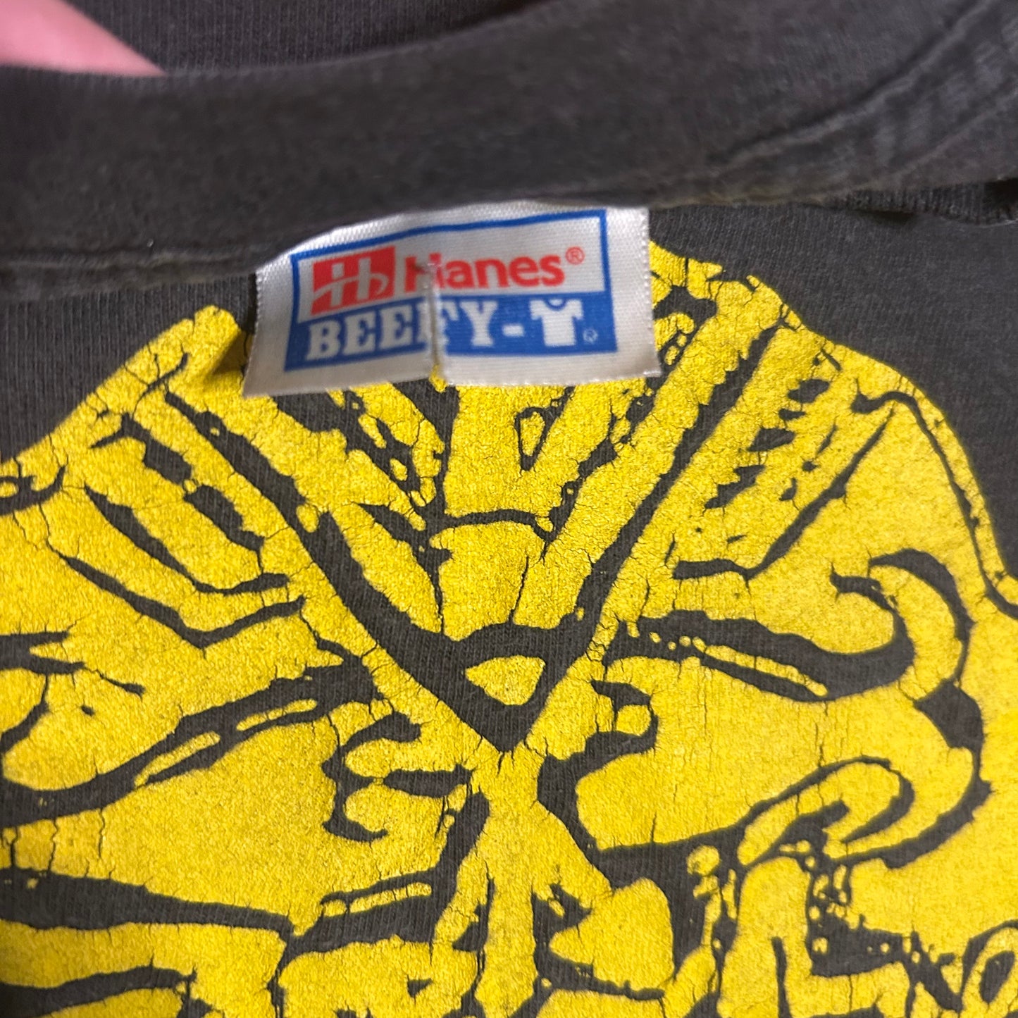 Hanes Beefy T Ankh I Am Because We Are Eternal Life Black Grey Faded Cotton Tshirt - XLarge - 26.5" x 31.5"