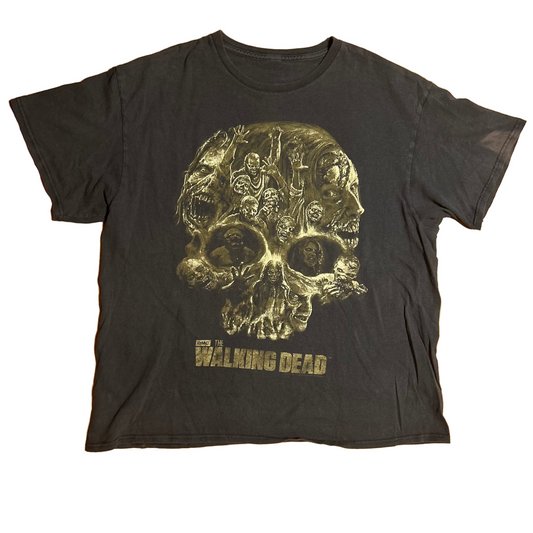 AMC The Walking Dead TV Skull Black Grey Faded Cotton Tshirt - XLarge - 24" x 27"