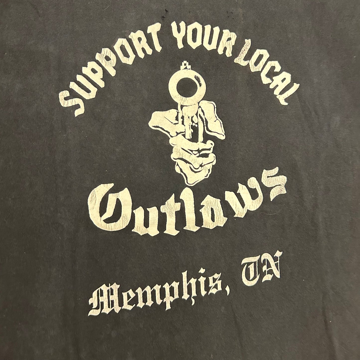 Support Your Local Outlaws Memphis TN Black Cotton Tshirt - XLarge - 25.5" x 30"