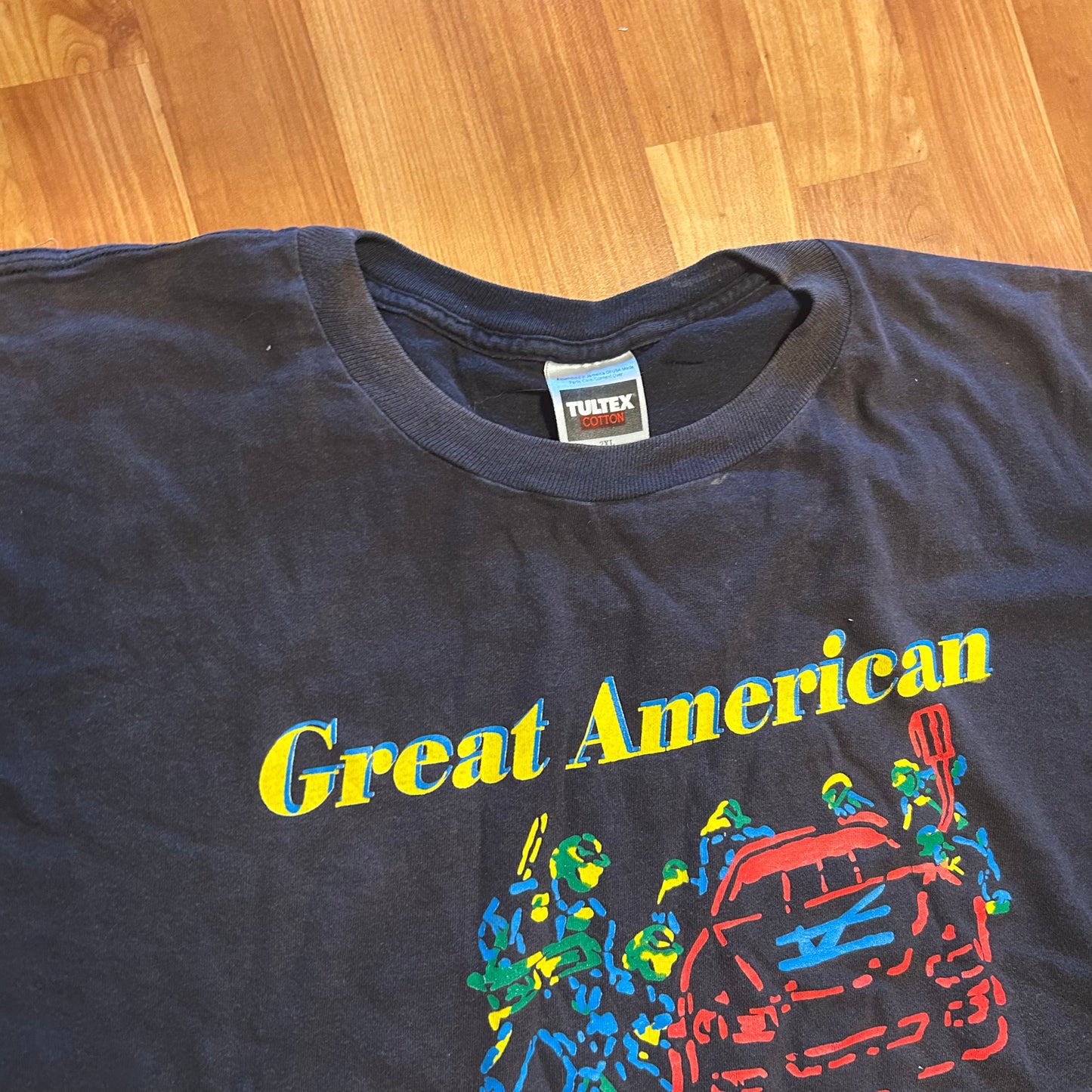 90's Tultex Great American Pit Stop Competition Black Tshirt - XLarge - 26" x 30"