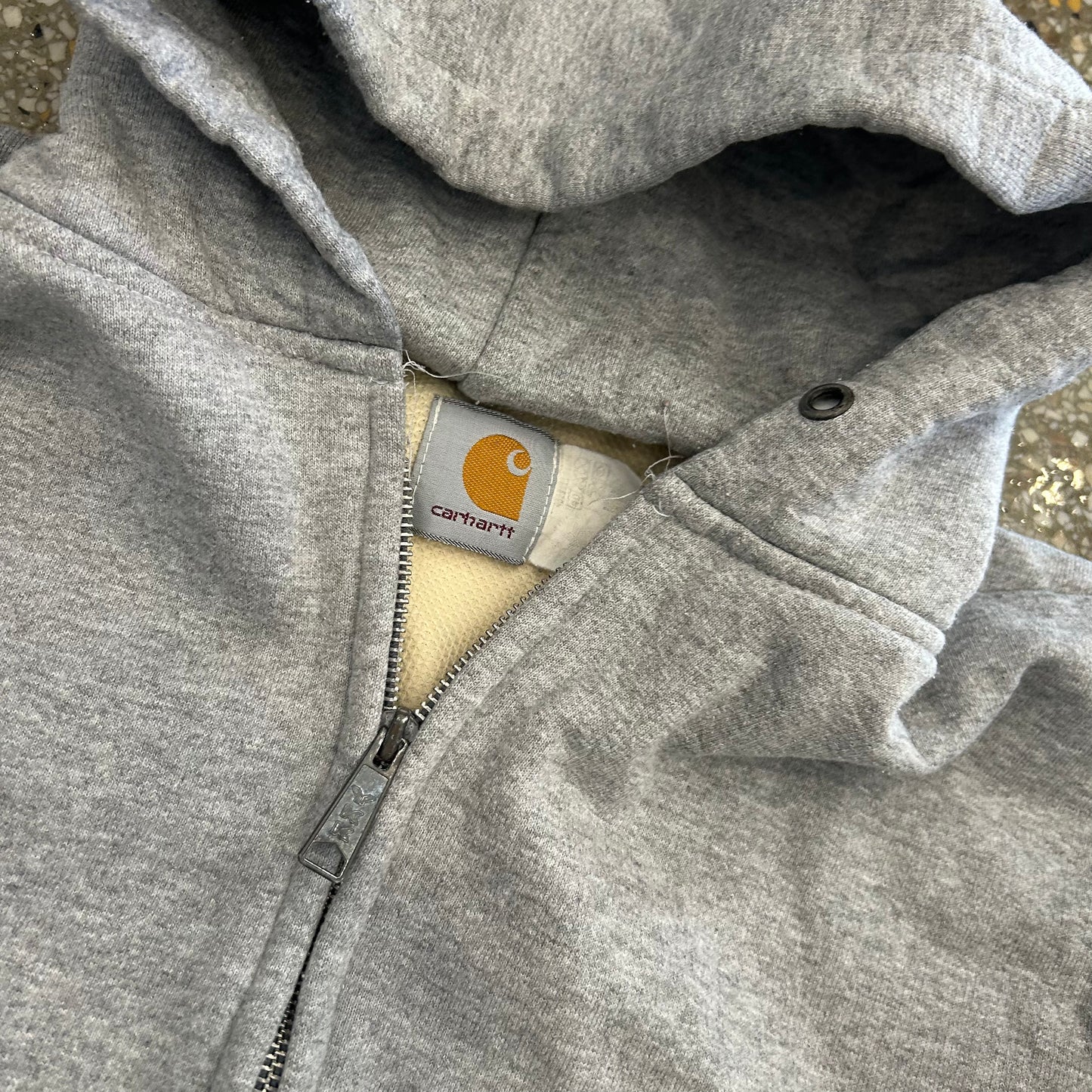 Carhartt Carphartt Grey Hood Zip Up Thermal Sweatshirt - XLarge - 26" x 26.5"