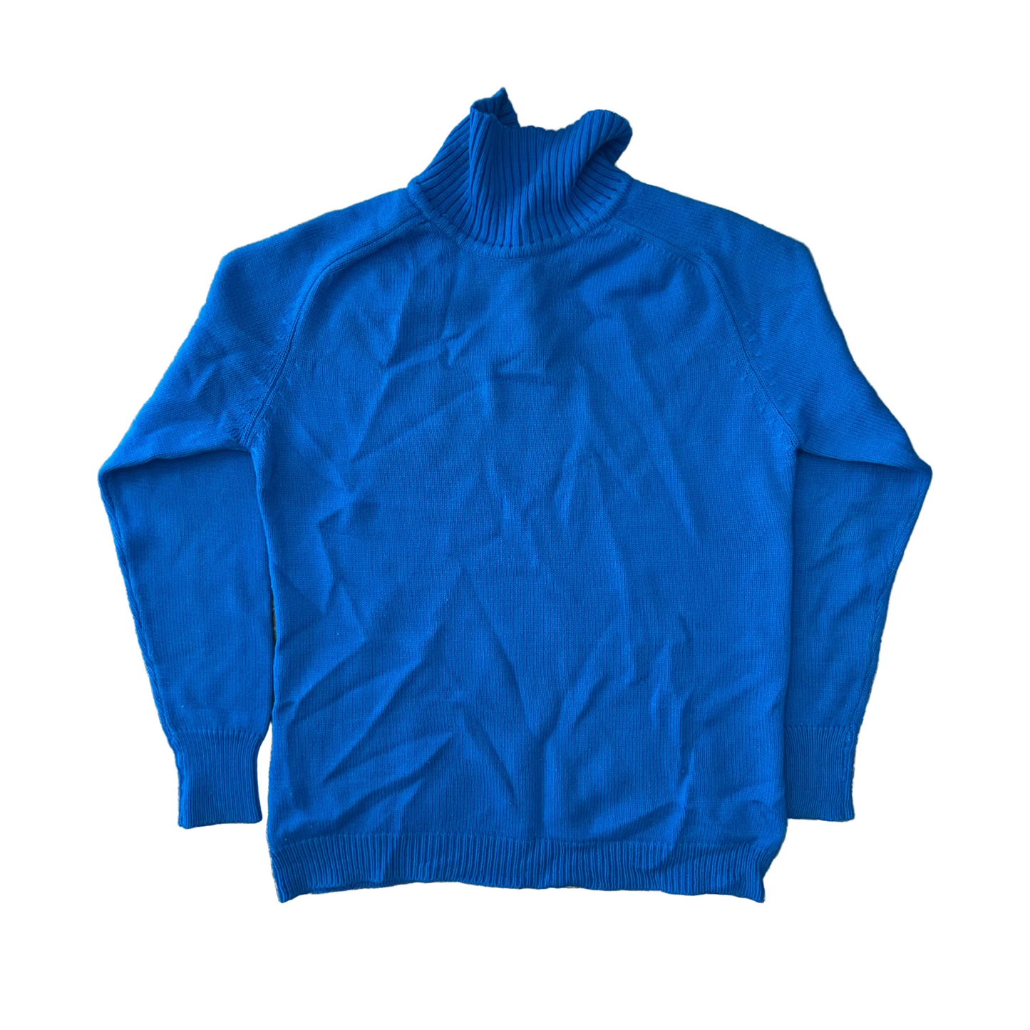 60/70's Blue Acrylic Quarter Zip Turtleneck Sweater - Small - 19" x 24.5"